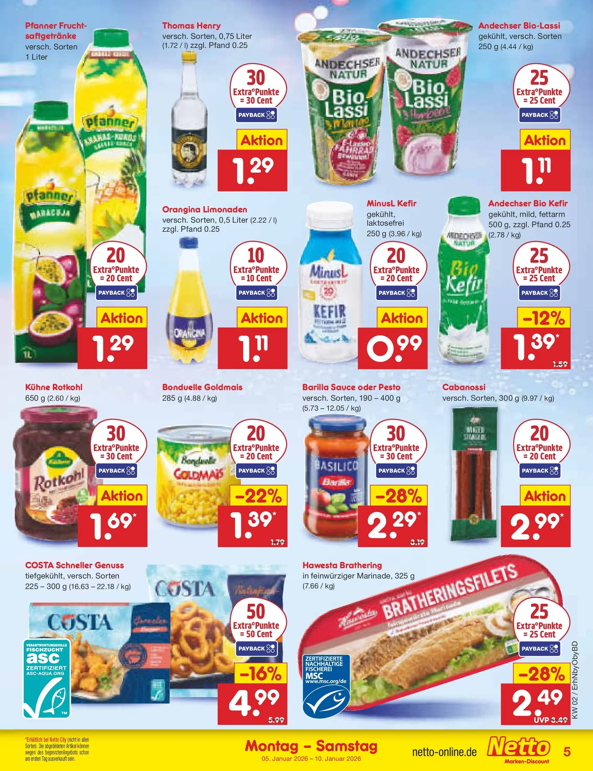 Netto Marken-Discount prospekt Ergolding	 (ab 04.01.2026) » Angebote | Seite: 5 | Produkte: Kefir, Rotkohl, Barilla
