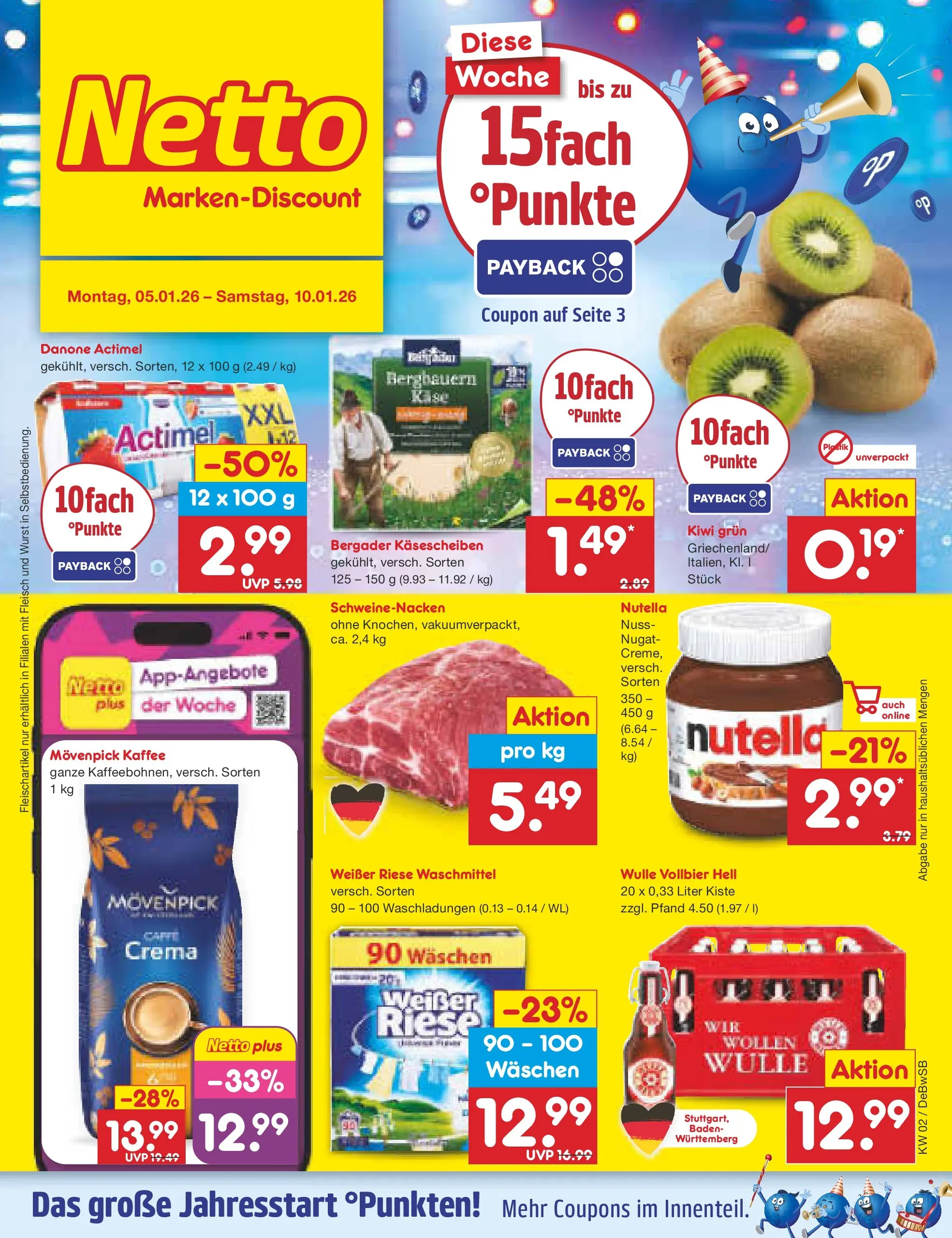 Netto Marken-Discount prospekt Waiblingen-Bittenfeld	 (ab 04.01.2026) » Angebote | Seite: 1 | Produkte: Kaffee, Nutella, Wurst, Movenpick kaffee