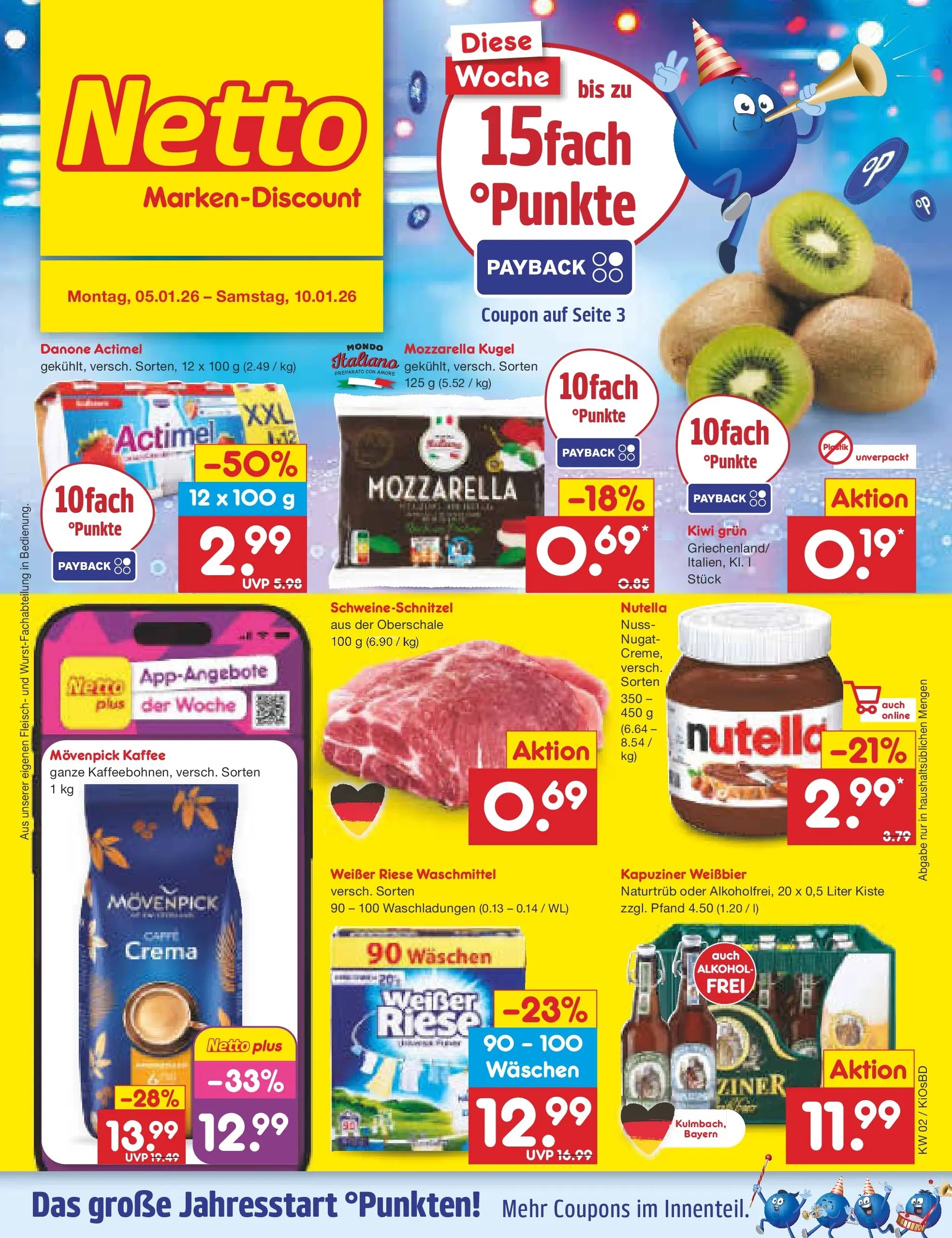 Netto Marken-Discount prospekt Mistelbach	 (ab 04.01.2026) » Angebote | Seite: 1 | Produkte: Nutella, Waschmittel, Kiwi, Fleisch