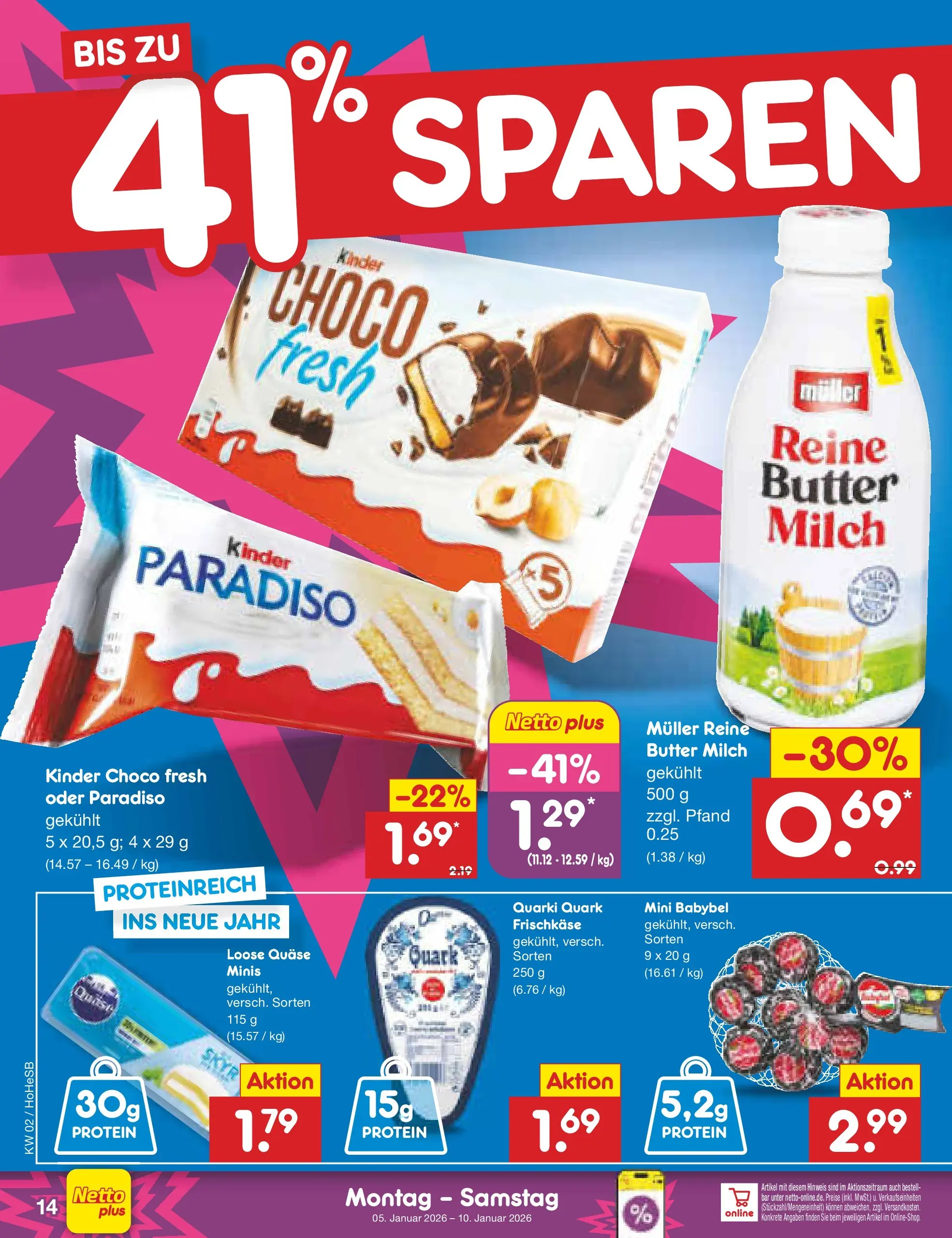 Netto Marken-Discount prospekt Hannover	 (ab 04.01.2026) » Angebote | Seite: 14 | Produkte: Quark, Milch, Butter, Frischkase