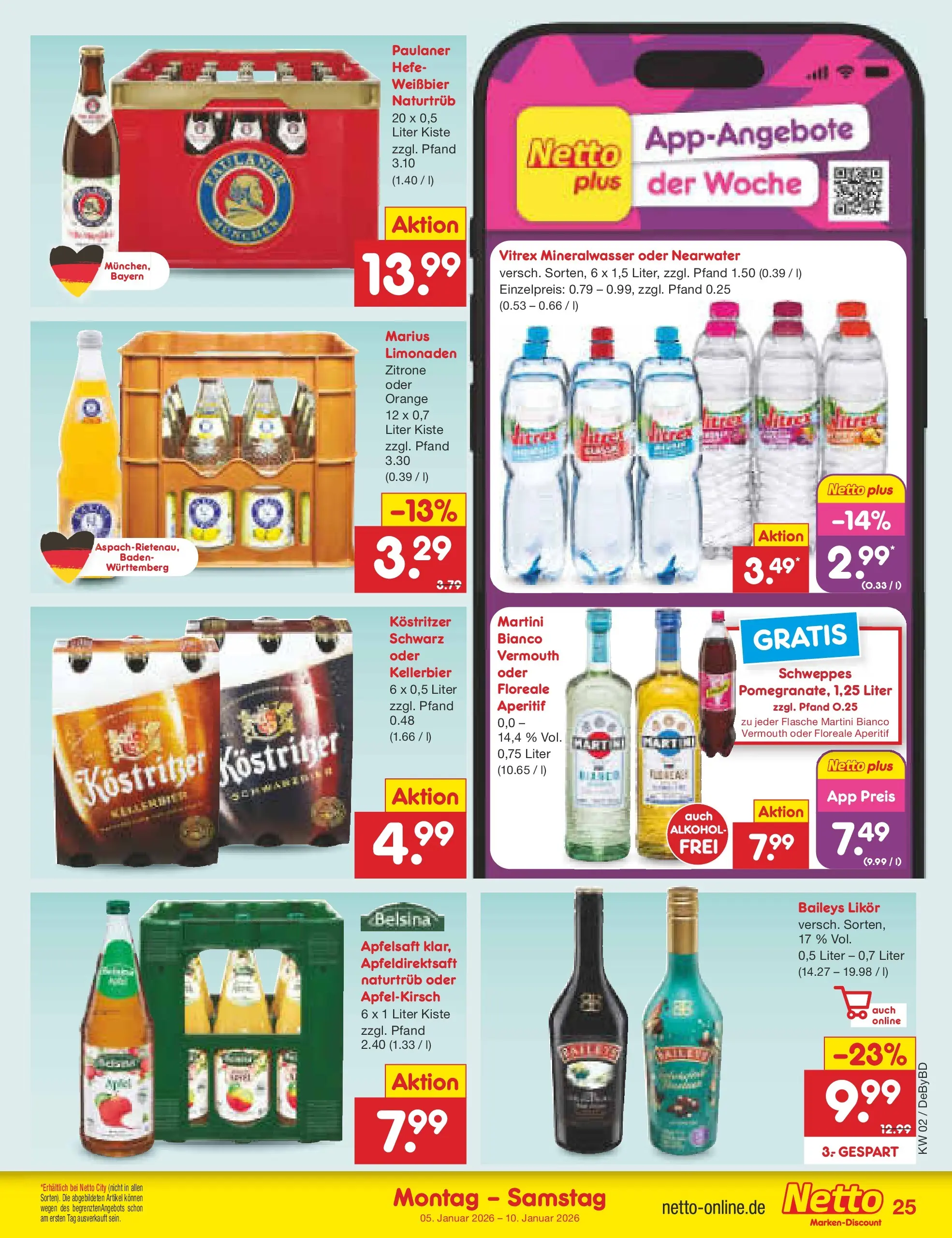 Netto Marken-Discount prospekt Buttenwiesen	 (ab 04.01.2026) » Angebote | Seite: 25 | Produkte: Martini, Kostritzer, Apfelsaft, Zitrone