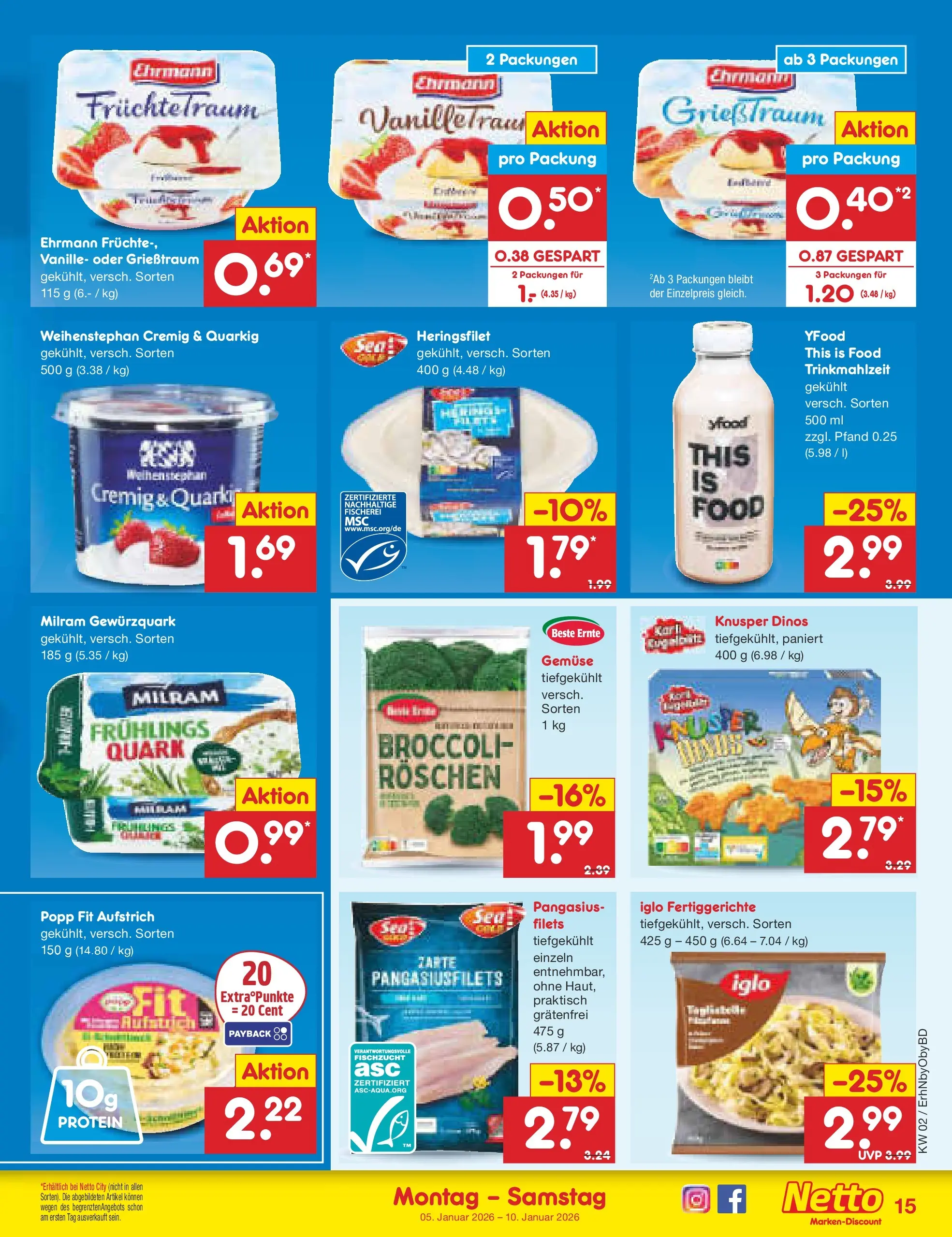Netto Marken-Discount prospekt Ergolding	 (ab 04.01.2026) » Angebote | Seite: 15 | Produkte: YFood, Gemüse, Milram, Fertiggerichte