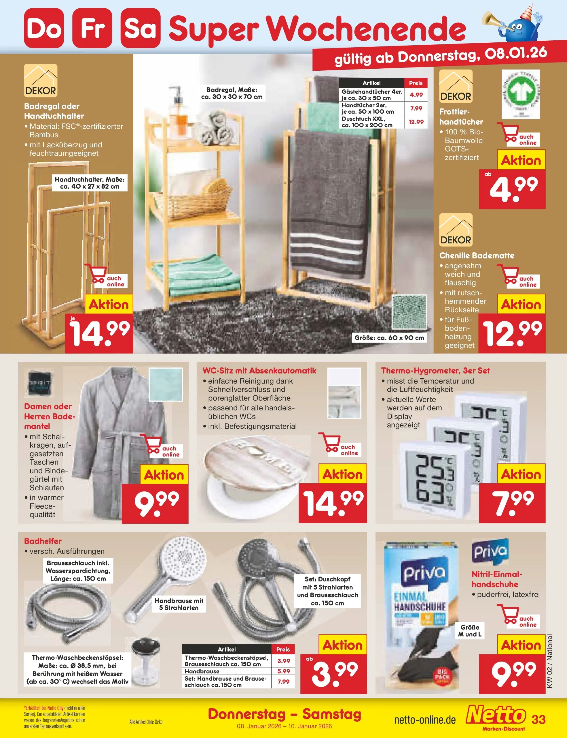 Netto Marken-Discount prospekt Mannheim	 (ab 04.01.2026) » Angebote | Seite: 37 | Produkte: Badregal, Wasser, Handschuhe, Duschkopf