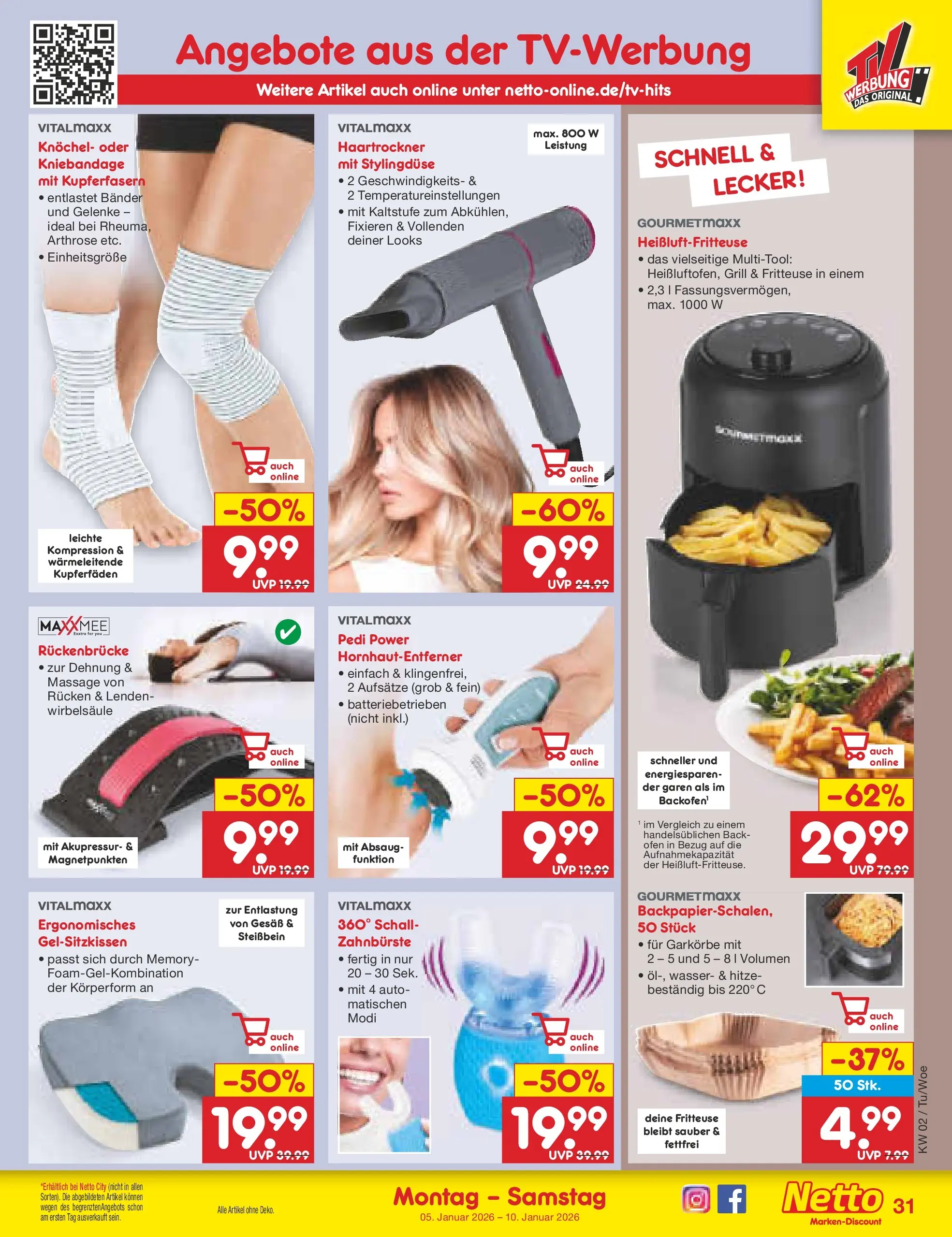 Netto Marken-Discount prospekt Katzweiler	 (ab 04.01.2026) » Angebote | Seite: 31 | Produkte: Ofen, Grill, Haartrockner, Wasser