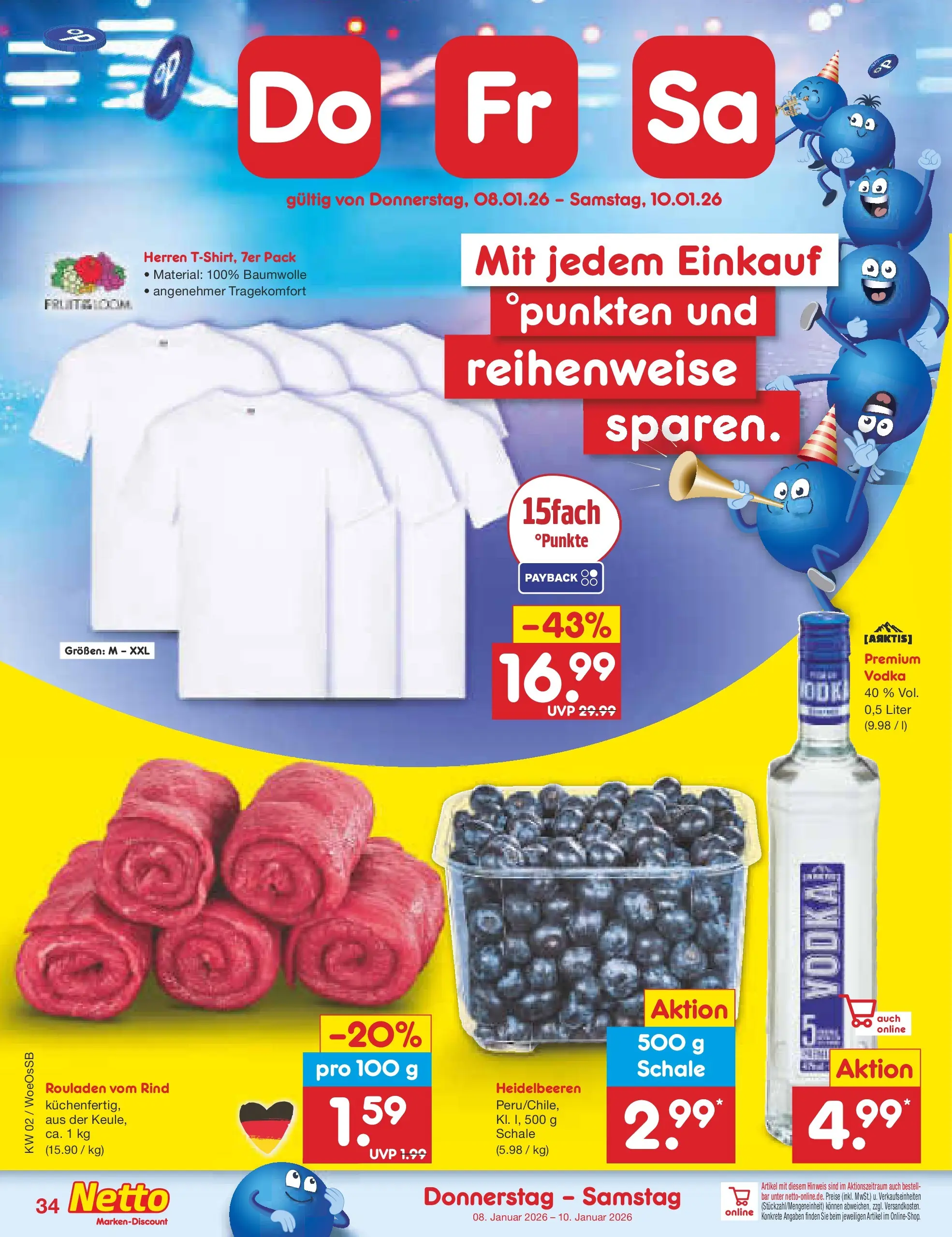 Netto Marken-Discount prospekt Gemmingen	 (ab 04.01.2026) » Angebote | Seite: 38 | Produkte: Heidelbeeren, Vodka