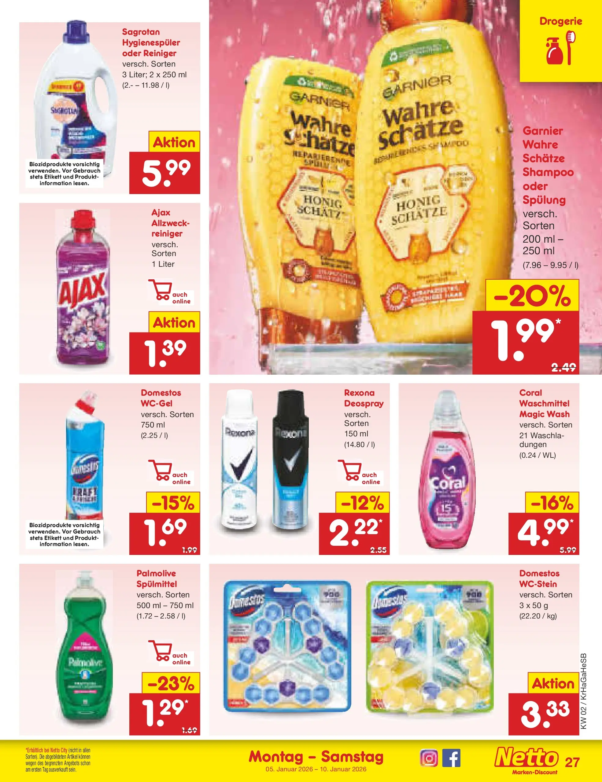 Netto Marken-Discount prospekt Jüchen	 (ab 04.01.2026) » Angebote | Seite: 27 | Produkte: Coral, Shampoo, Spülung, Deospray