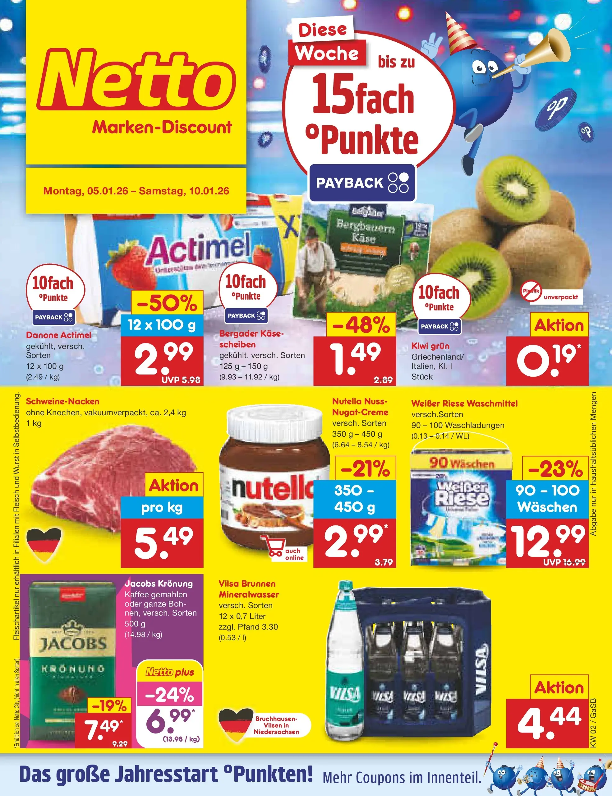 Netto Marken-Discount prospekt Bremen-Lesum	 (ab 04.01.2026) » Angebote | Seite: 1 | Produkte: Käse, Mineralwasser, Nutella, Wurst