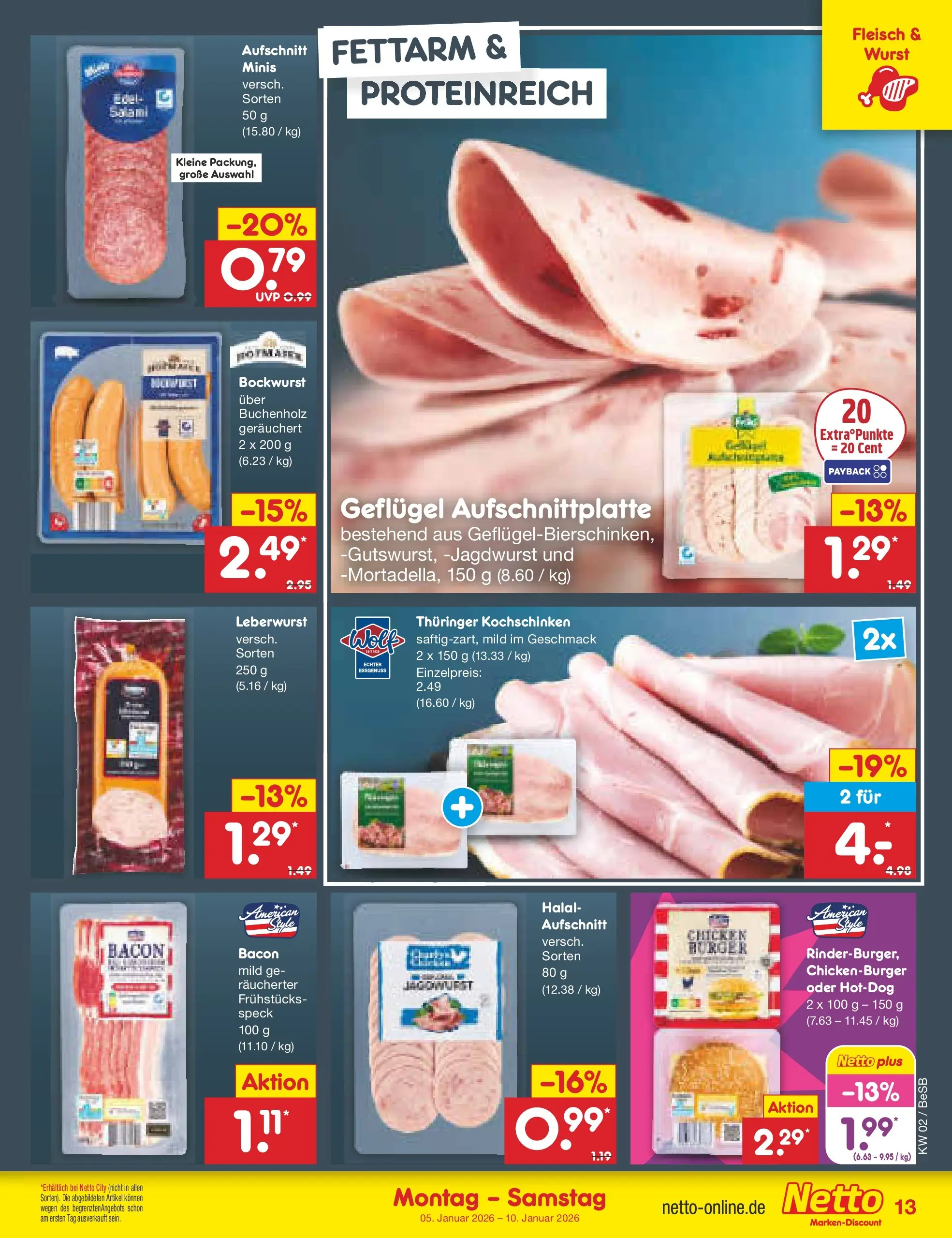 Netto Marken-Discount prospekt Kremmen	 (ab 04.01.2026) » Angebote | Seite: 13 | Produkte: Bockwurst, Wurst, Fleisch