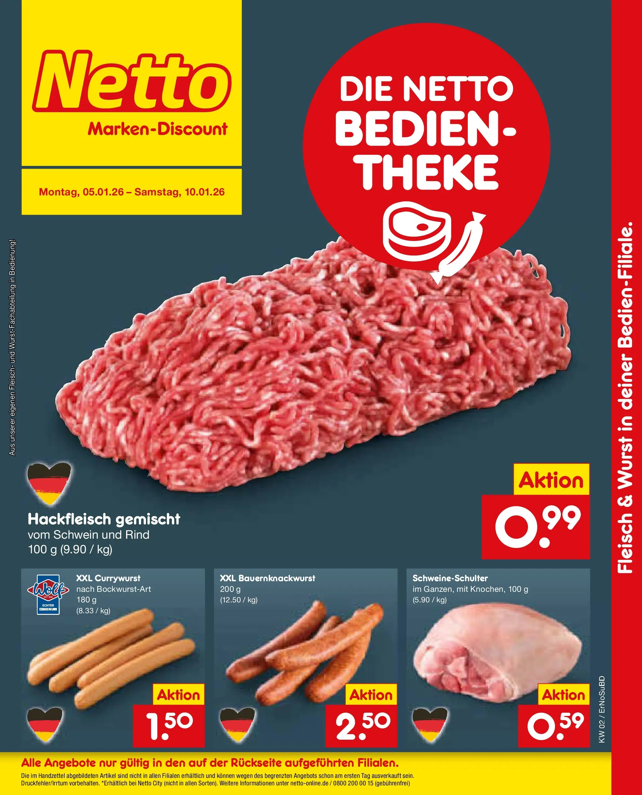 Netto Marken-Discount prospekt Nordhausen	 (ab 04.01.2026) » Angebote | Seite: 14 | Produkte: Theke, Wurst, Fleisch, Hackfleisch