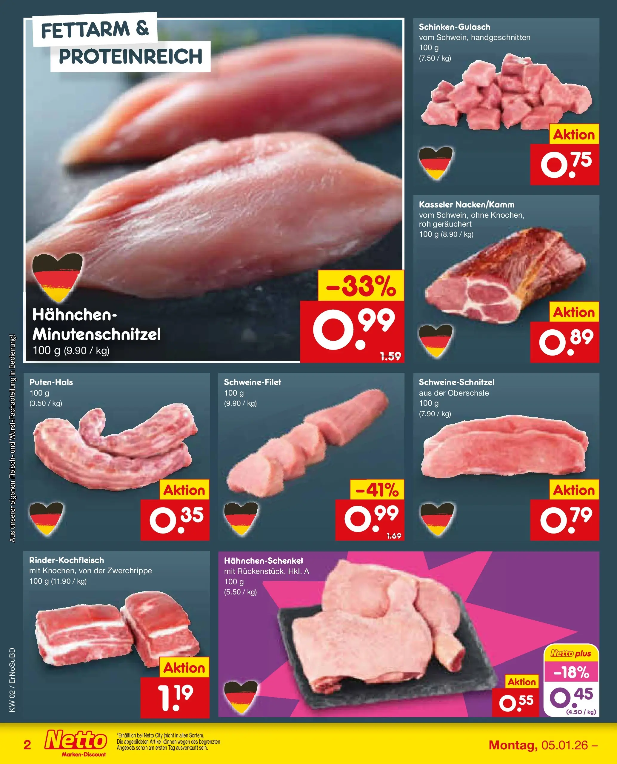 Netto Marken-Discount prospekt Nordhausen	 (ab 04.01.2026) » Angebote | Seite: 16 | Produkte: Hahnchen, Hahnchenschenkel, Schweinefilet, Fleisch