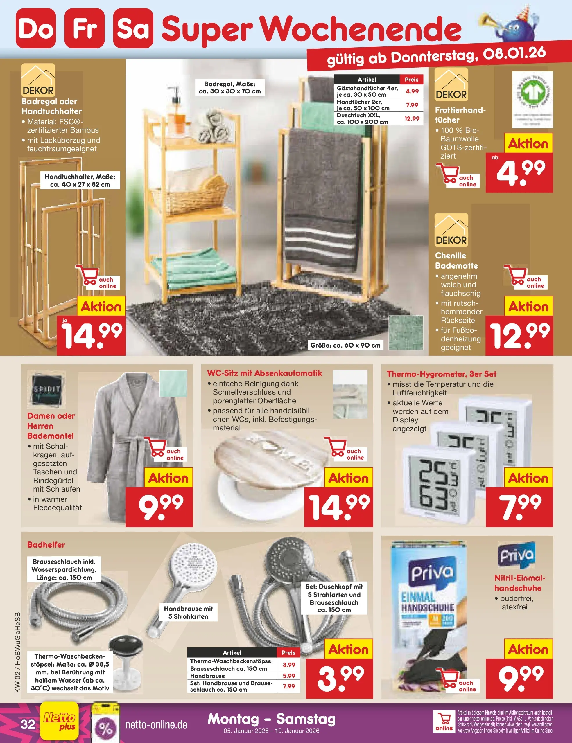 Netto Marken-Discount prospekt Stemwede-Dielingen	 (ab 04.01.2026) » Angebote | Seite: 36 | Produkte: Bademantel, Schal, Handschuhe, Duschkopf