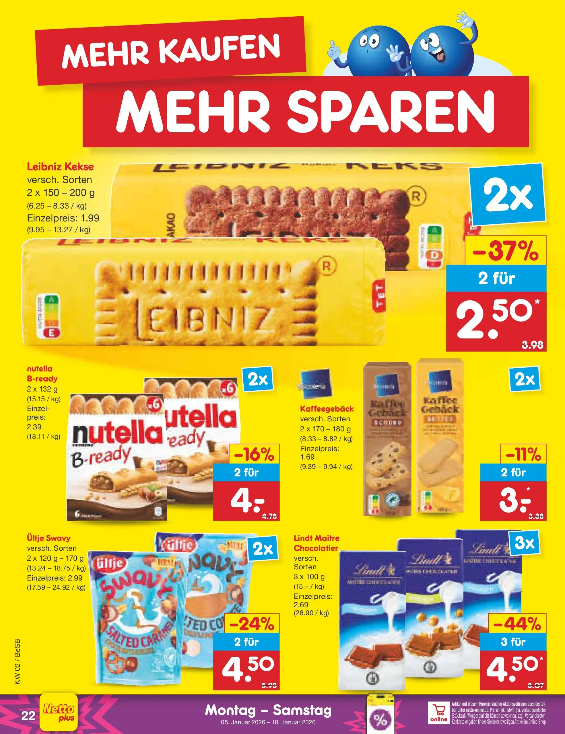 Netto Marken-Discount prospekt Kremmen	 (ab 04.01.2026) » Angebote | Seite: 22 | Produkte: Nutella, Lindt, Kekse
