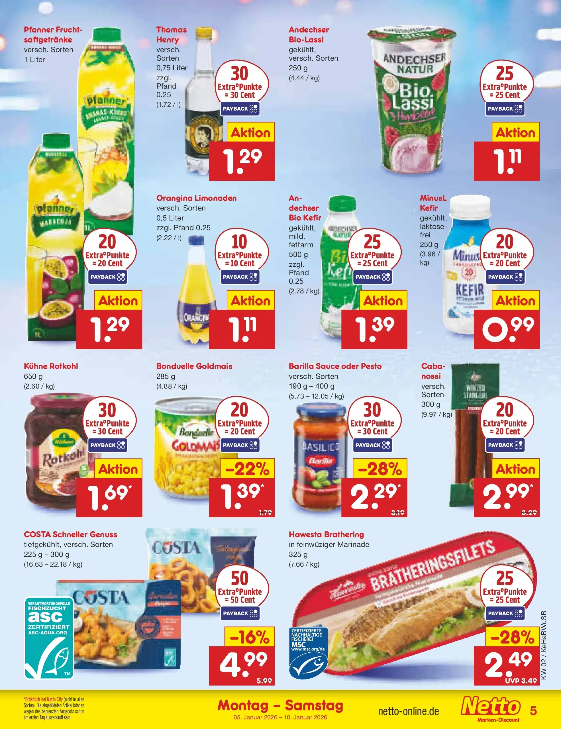 Netto Marken-Discount prospekt Stemwede-Dielingen	 (ab 04.01.2026) » Angebote | Seite: 5 | Produkte: Kefir, Rotkohl, Barilla