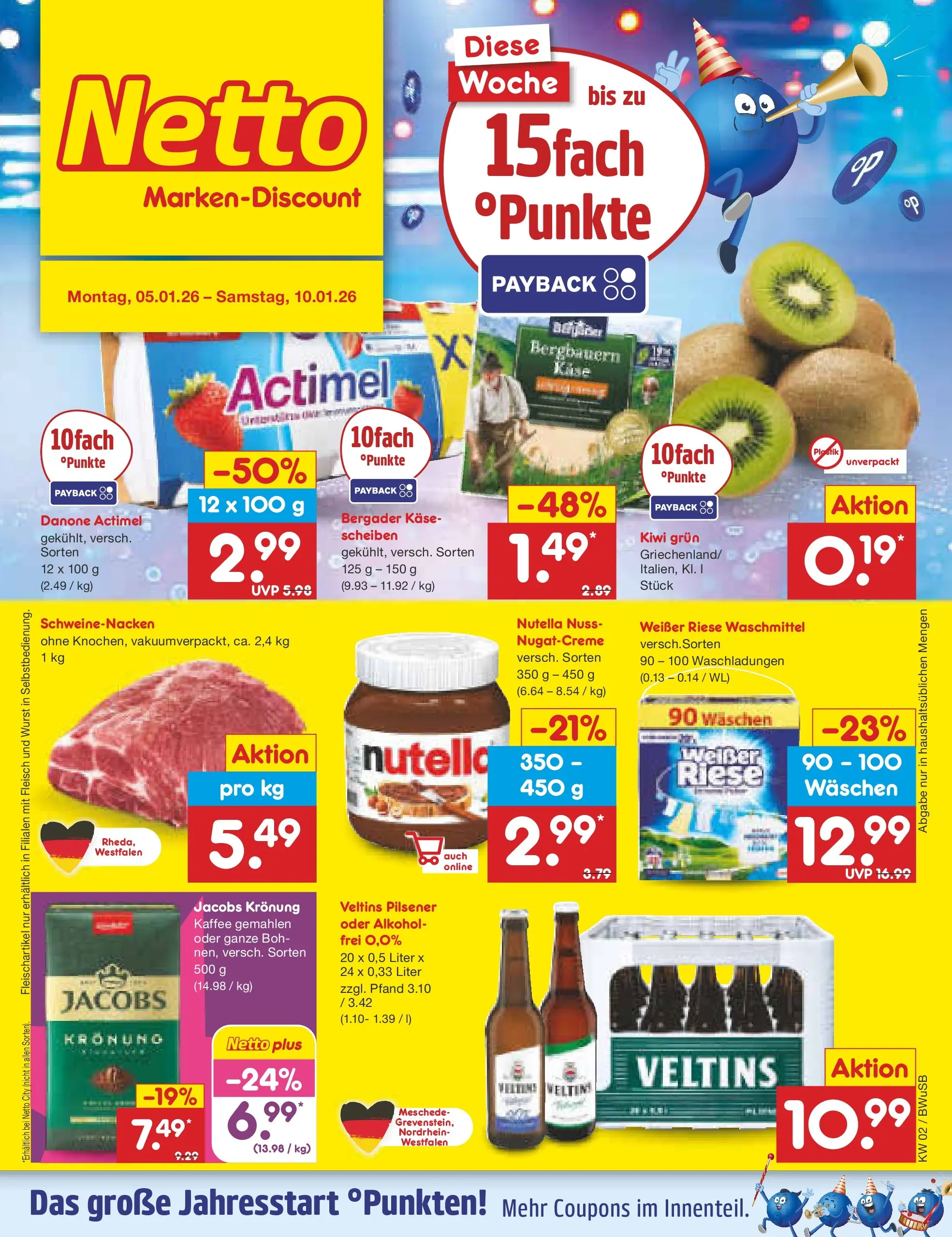 Netto Marken-Discount prospekt Stemwede-Dielingen	 (ab 04.01.2026) » Angebote | Seite: 1 | Produkte: Käse, Waschmittel, Wurst, Veltins
