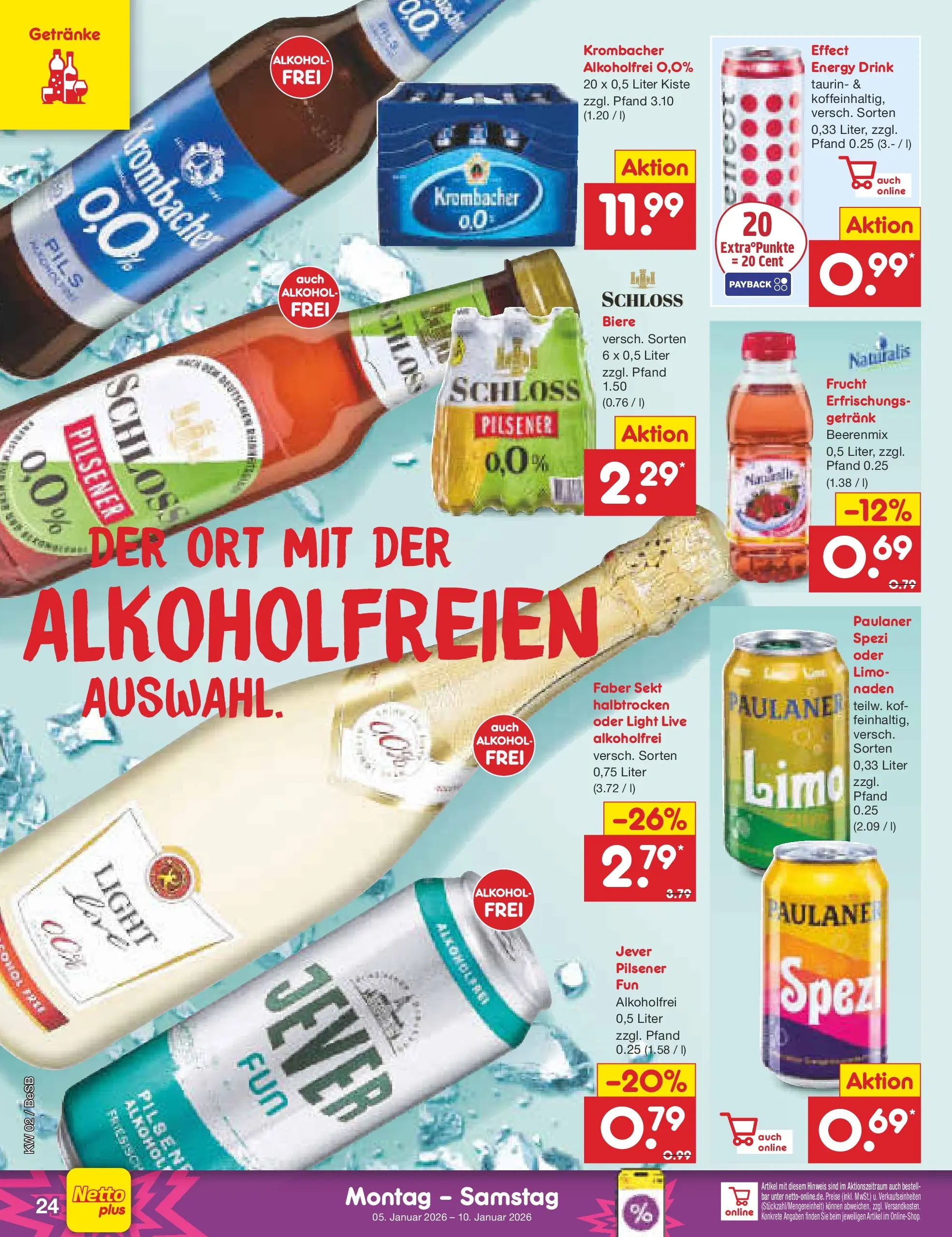 Netto Marken-Discount prospekt Kremmen	 (ab 04.01.2026) » Angebote | Seite: 24 | Produkte: Energy, Paulaner spezi, Pils, Krombacher