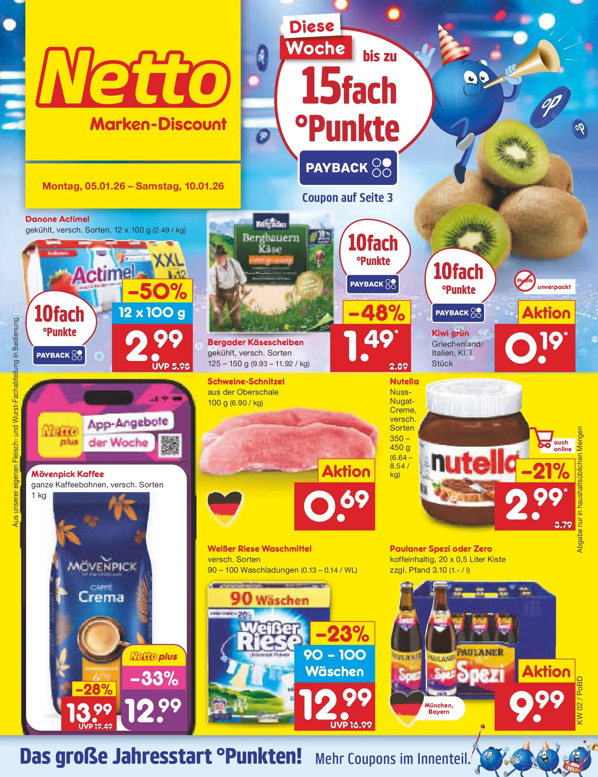 Netto Marken-Discount prospekt Selb	 (ab 04.01.2026) » Angebote | Seite: 1 | Produkte: Kaffee, Nutella, Kiwi, Paulaner