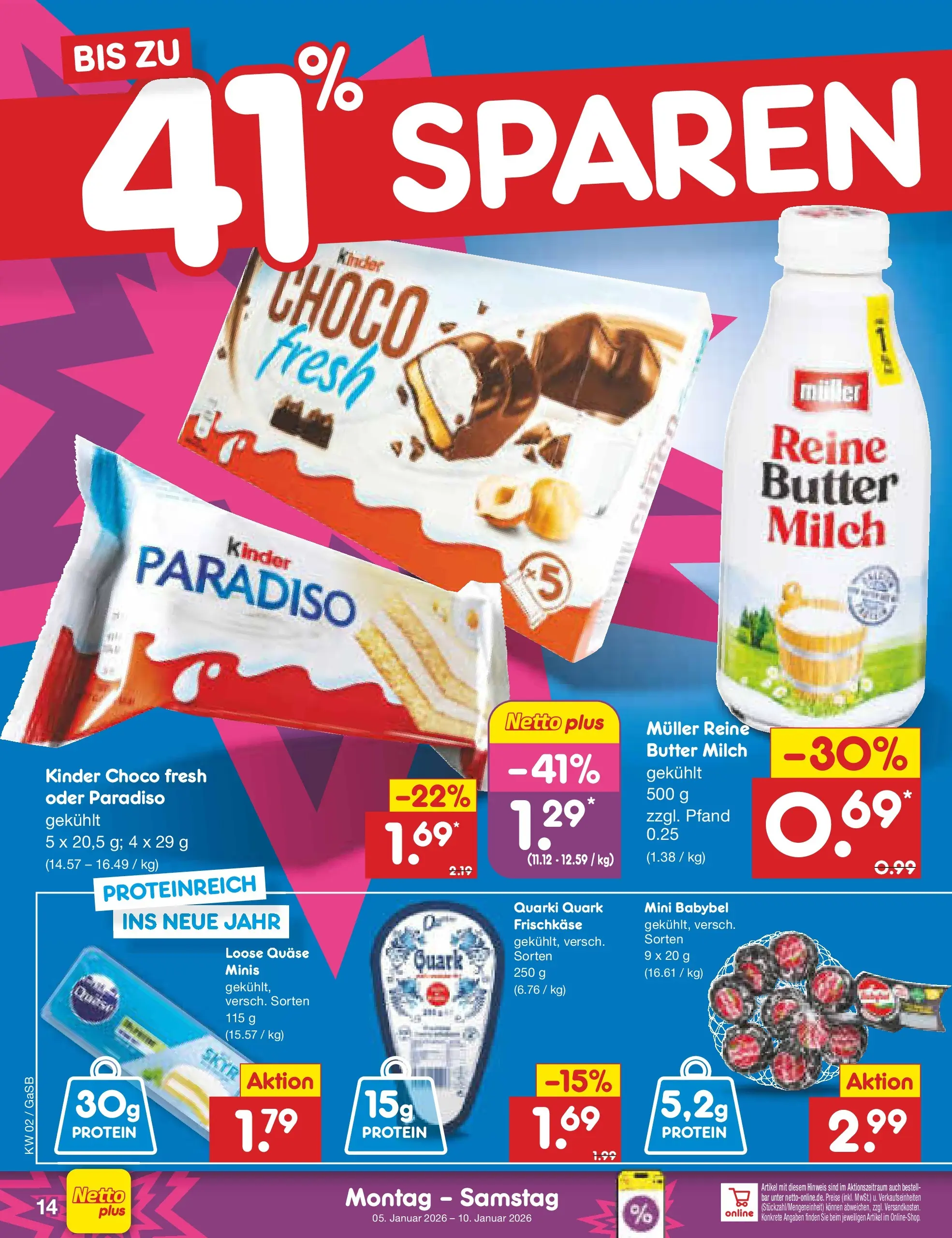 Netto Marken-Discount prospekt Bremen-Lesum	 (ab 04.01.2026) » Angebote | Seite: 14 | Produkte: Quark, Butter, Babybel, Frischkase
