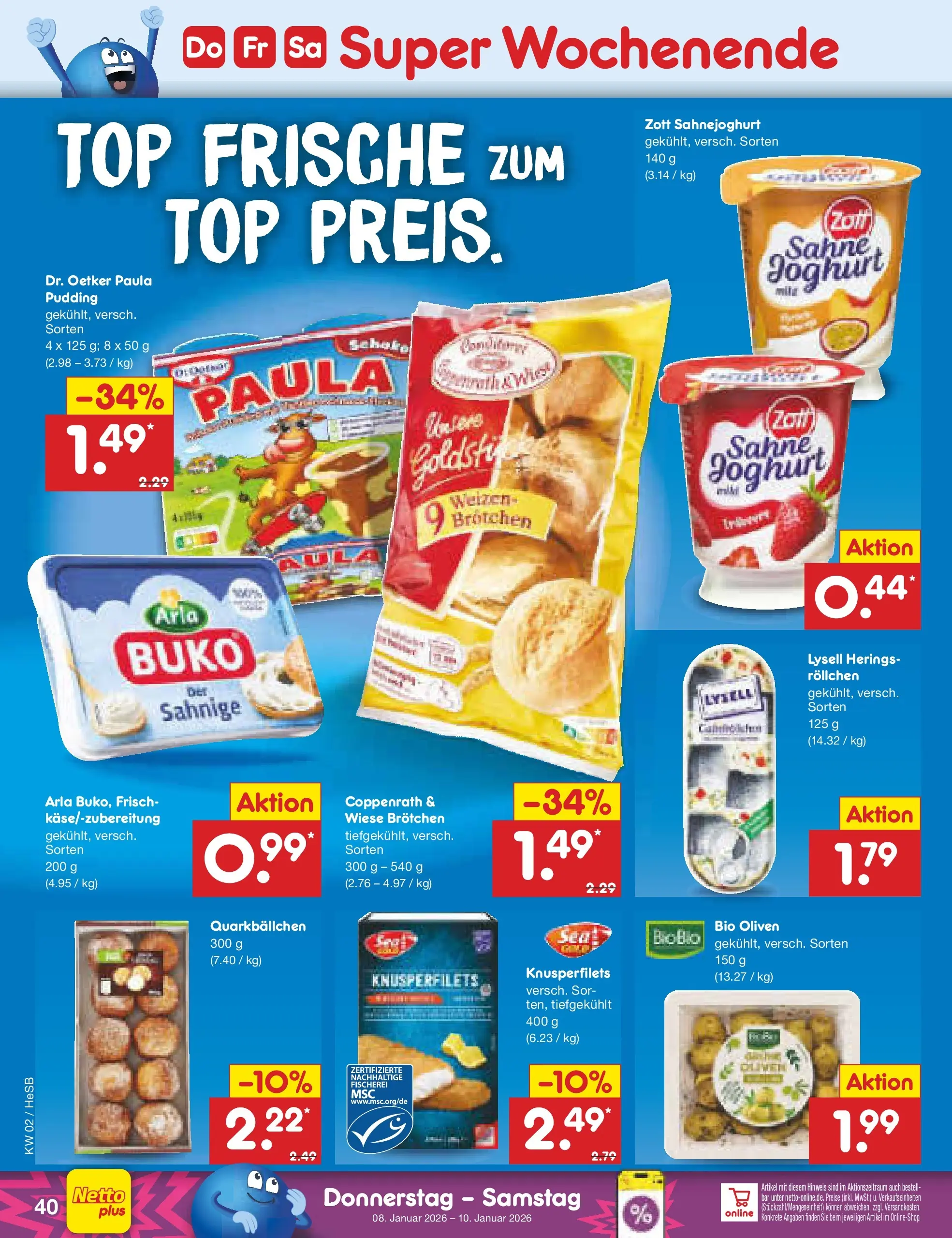Netto Marken-Discount prospekt Hamburg	 (ab 04.01.2026) » Angebote | Seite: 44 | Produkte: Joghurt, Pudding, Arla buko, Sahne