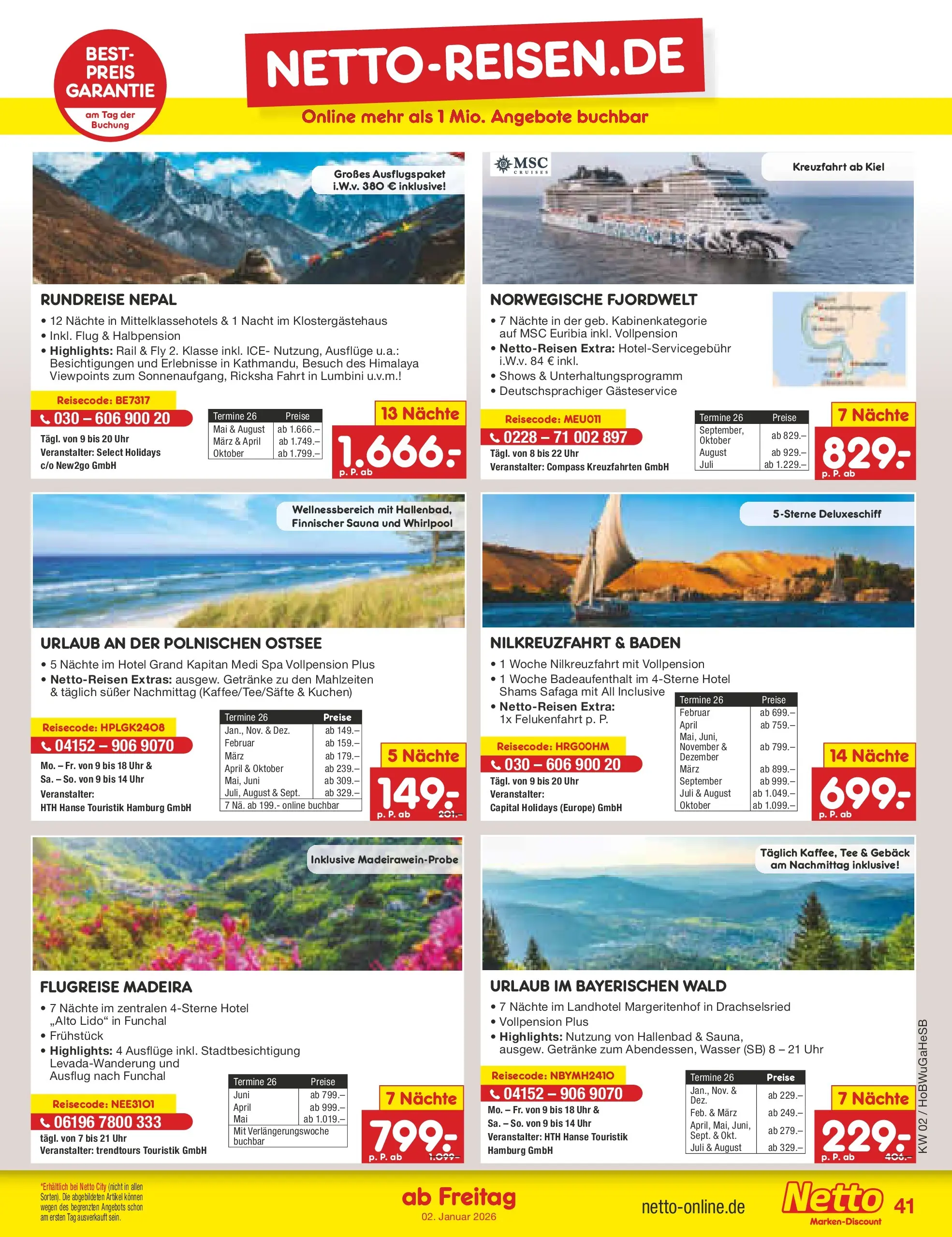 Netto Marken-Discount prospekt Stemwede-Dielingen	 (ab 04.01.2026) » Angebote | Seite: 45 | Produkte: Wasser, Tee, Kuchen, Uhr