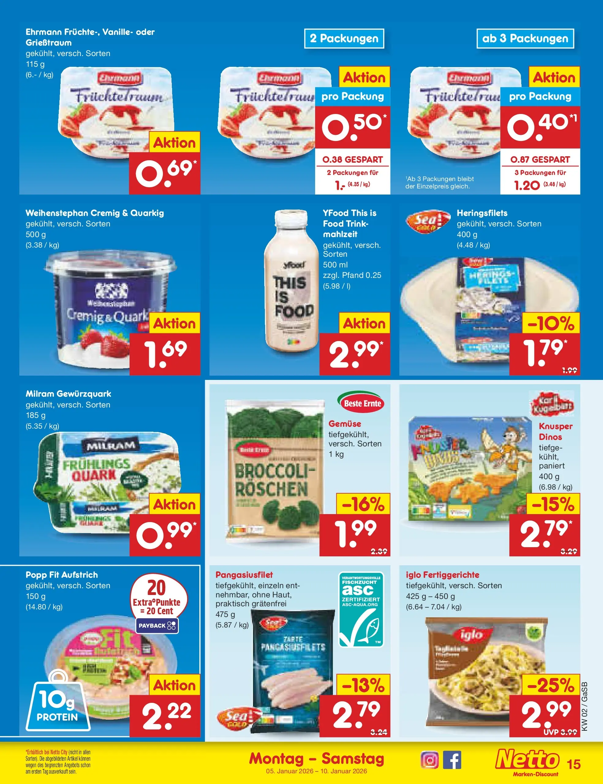 Netto Marken-Discount prospekt Bremen-Lesum	 (ab 04.01.2026) » Angebote | Seite: 15 | Produkte: YFood, Gemüse, Milram, Fertiggerichte