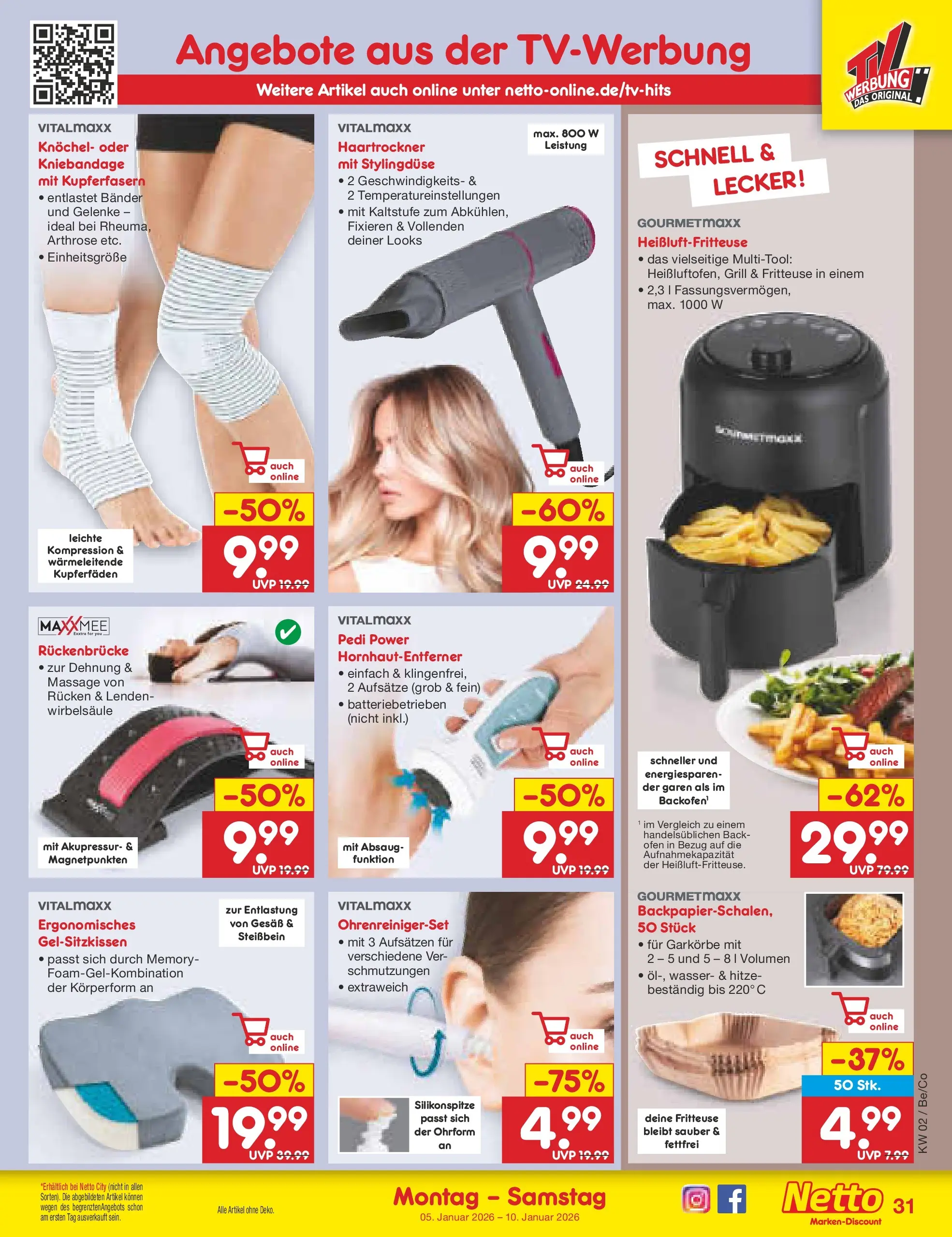 Netto Marken-Discount prospekt Kremmen	 (ab 04.01.2026) » Angebote | Seite: 31 | Produkte: Ofen, Grill, Haartrockner, Wasser