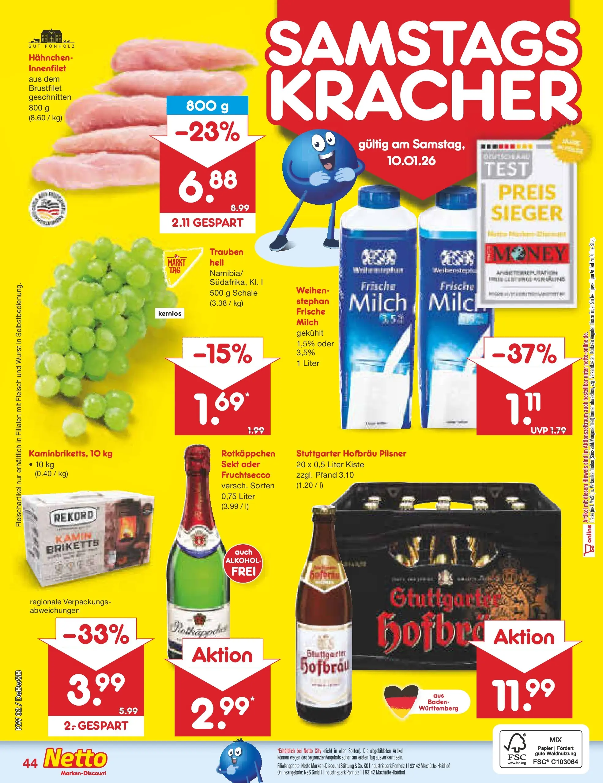 Netto Marken-Discount prospekt Waiblingen-Bittenfeld	 (ab 04.01.2026) » Angebote | Seite: 48 | Produkte: Kamin, Trauben, Sekt, Fleisch