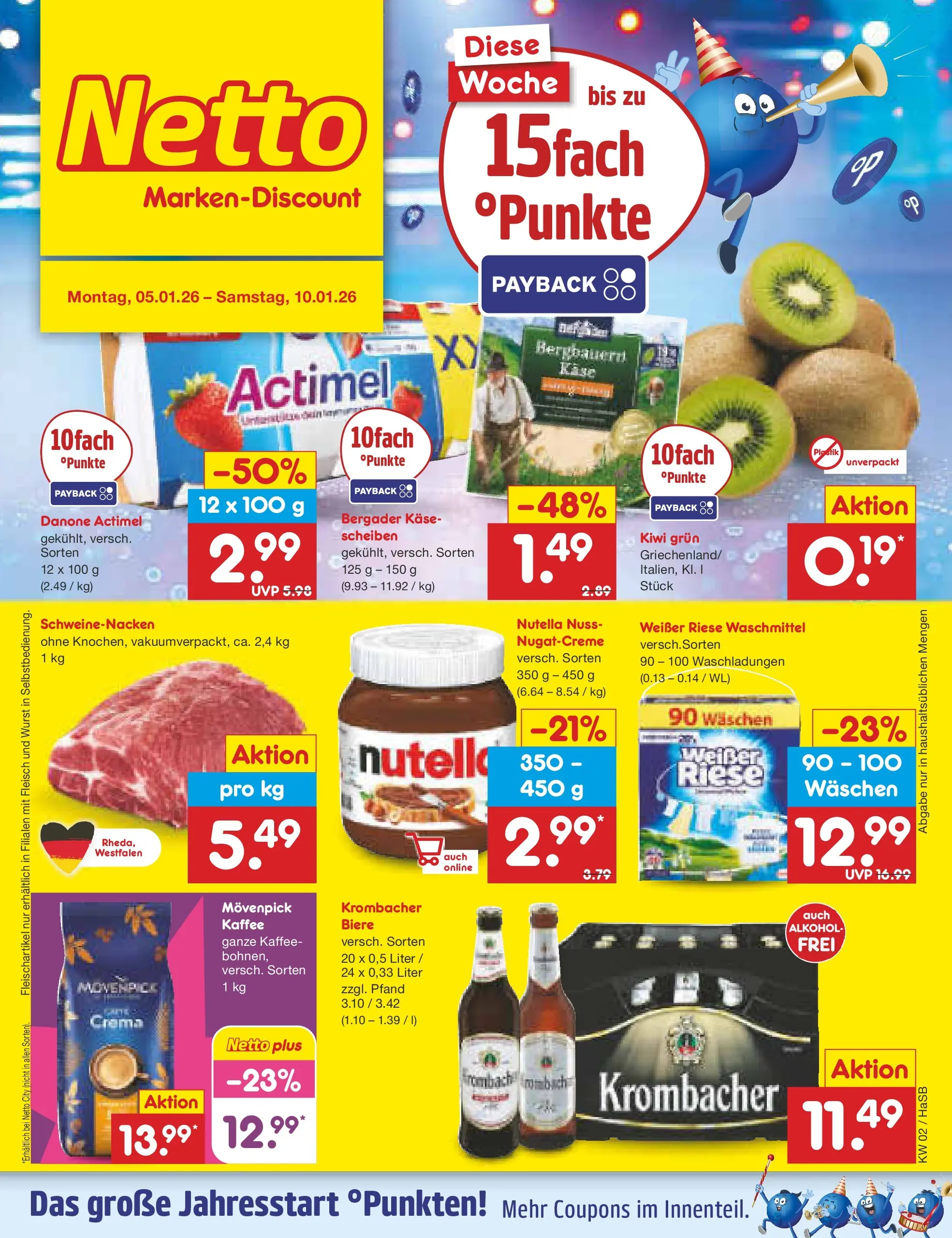 Netto Marken-Discount prospekt Wuppertal	 (ab 04.01.2026) » Angebote | Seite: 1 | Produkte: Actimel, Wurst, Kiwi, Fleisch