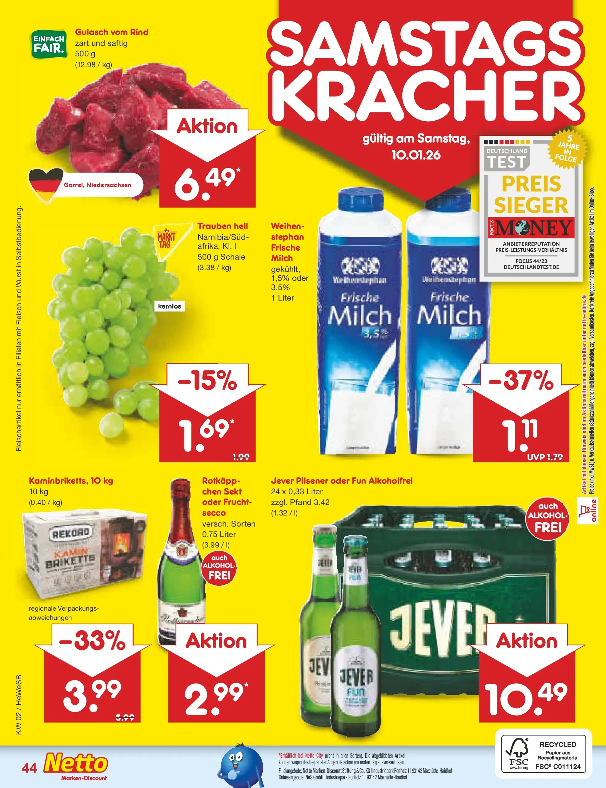 Netto Marken-Discount prospekt Hamburg	 (ab 04.01.2026) » Angebote | Seite: 48 | Produkte: Sekt, Gulasch, Wurst, Fleisch