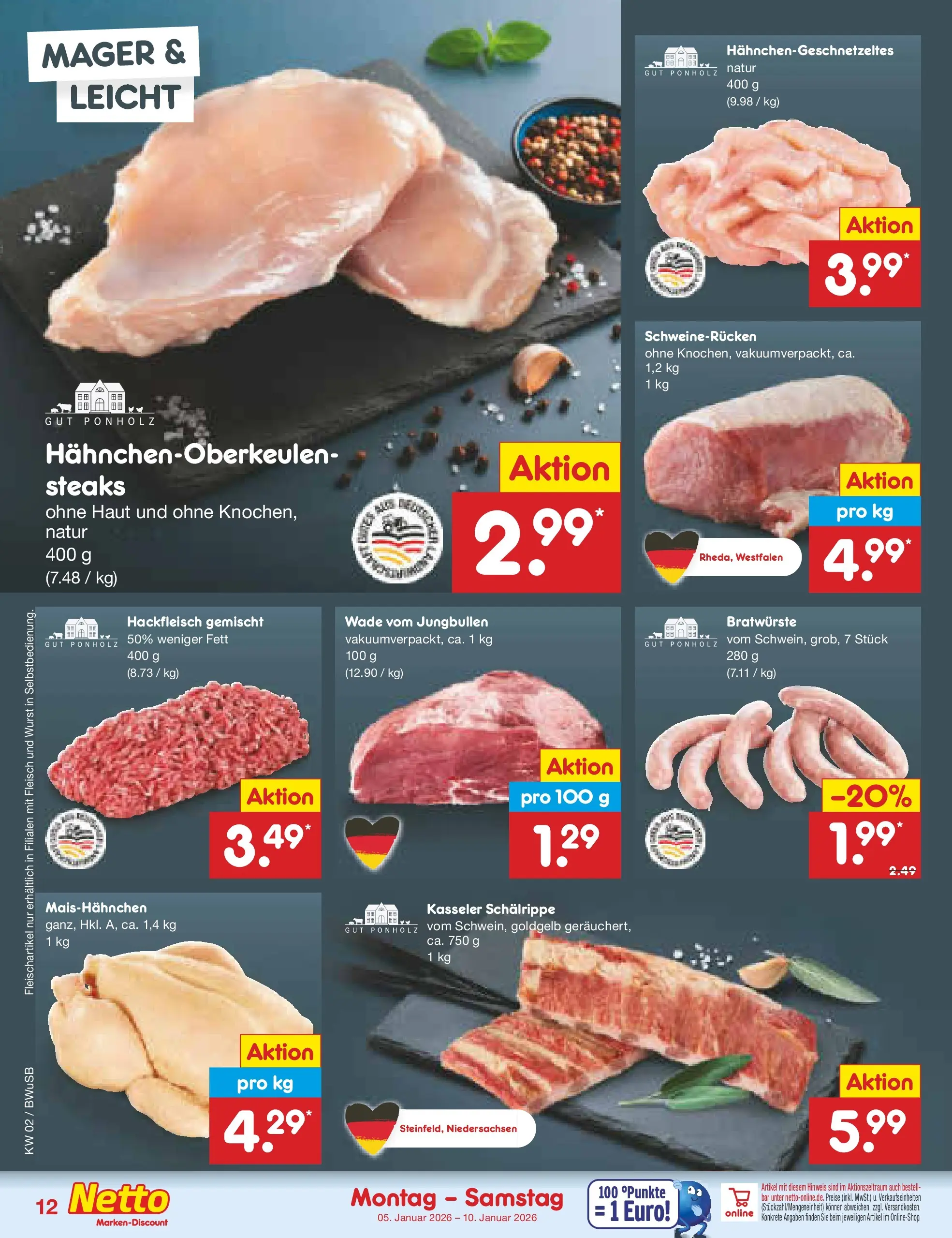 Netto Marken-Discount prospekt Stemwede-Dielingen	 (ab 04.01.2026) » Angebote | Seite: 12 | Produkte: Wurst, Schweinerucken, Fleisch, Hackfleisch