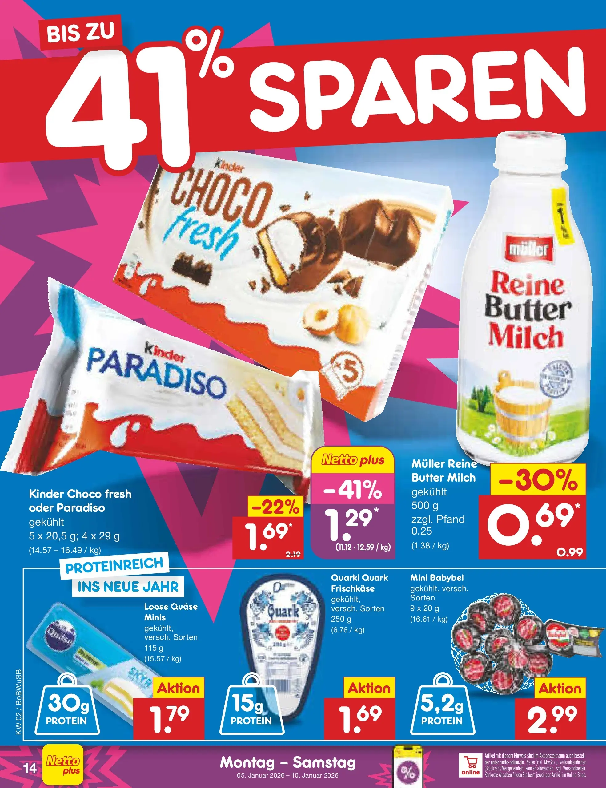 Netto Marken-Discount prospekt Stemwede-Dielingen	 (ab 04.01.2026) » Angebote | Seite: 14 | Produkte: Milch, Butter, Babybel, Frischkase