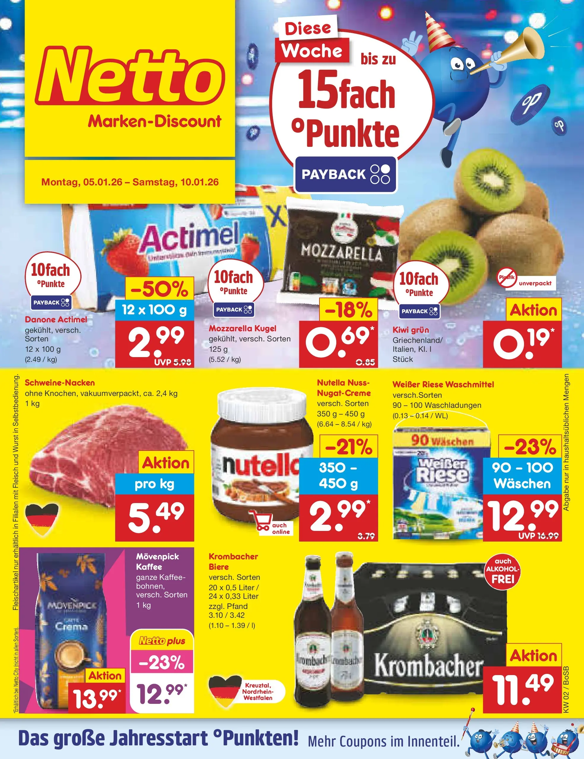 Netto Marken-Discount prospekt Stadtlohn	 (ab 04.01.2026) » Angebote | Seite: 1 | Produkte: Kaffee, Mozzarella, Waschmittel, Kiwi