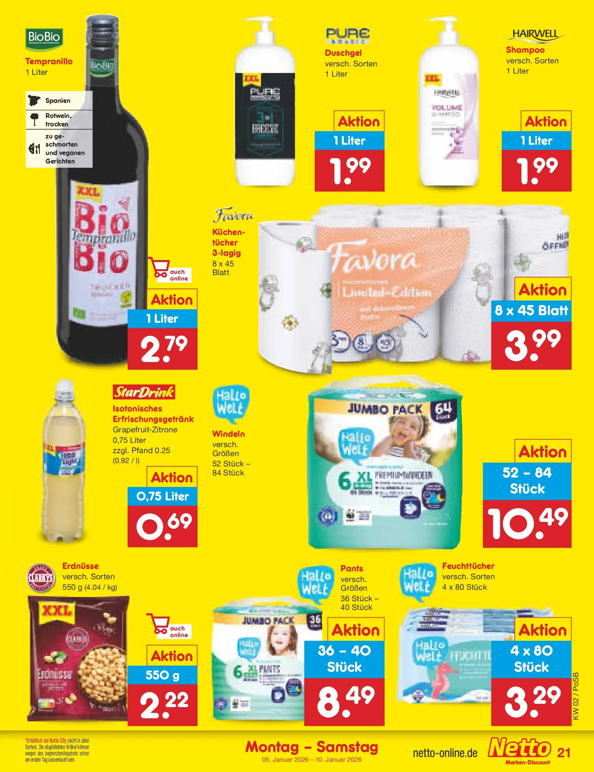 Netto Marken-Discount prospekt Regensburg	 (ab 04.01.2026) » Angebote | Seite: 21 | Produkte: Erdnüsse, Shampoo, Duschgel, Kuchen