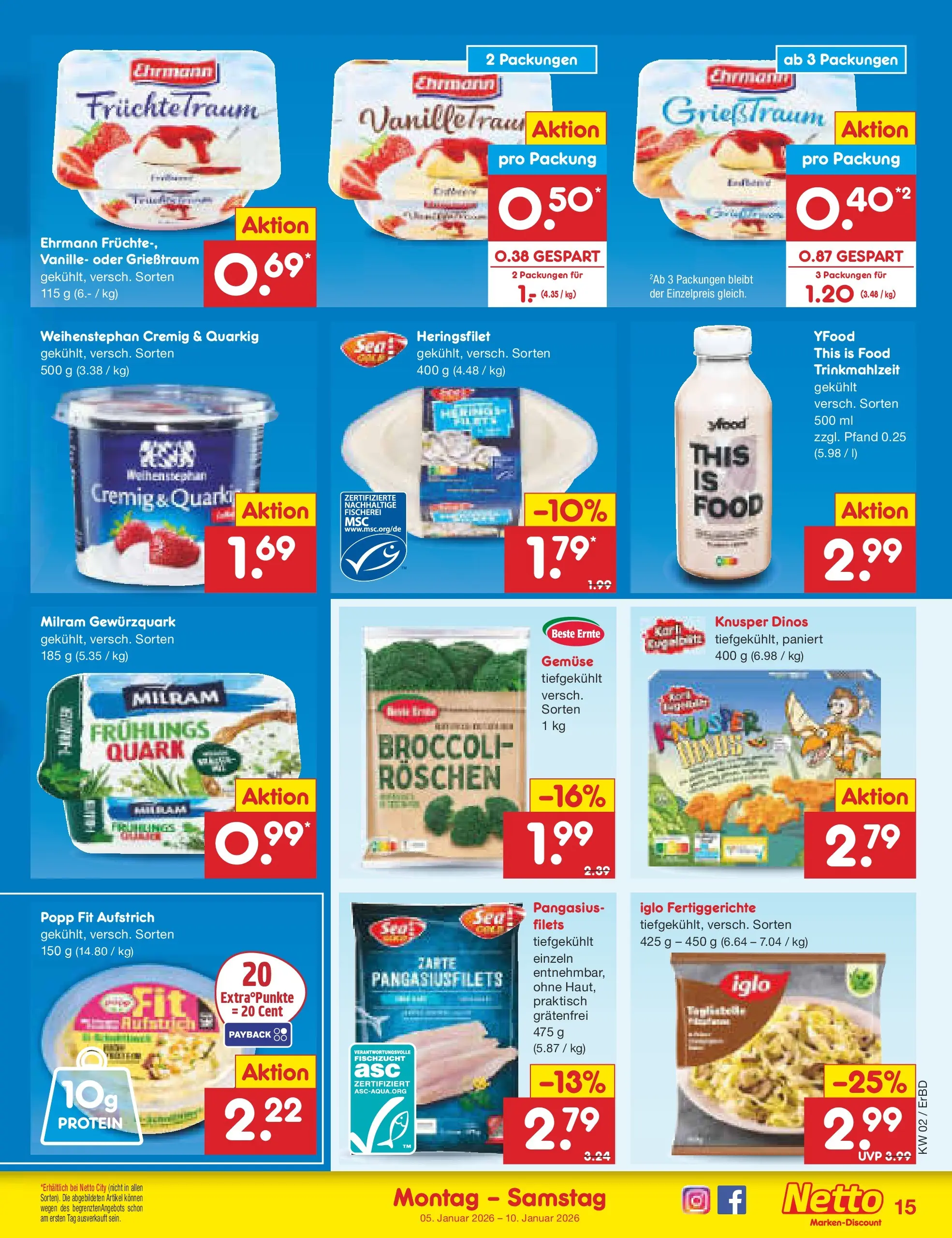 Netto Marken-Discount prospekt Jena-Lobeda	 (ab 04.01.2026) » Angebote | Seite: 15 | Produkte: Quark, YFood, Gemüse, Fertiggerichte
