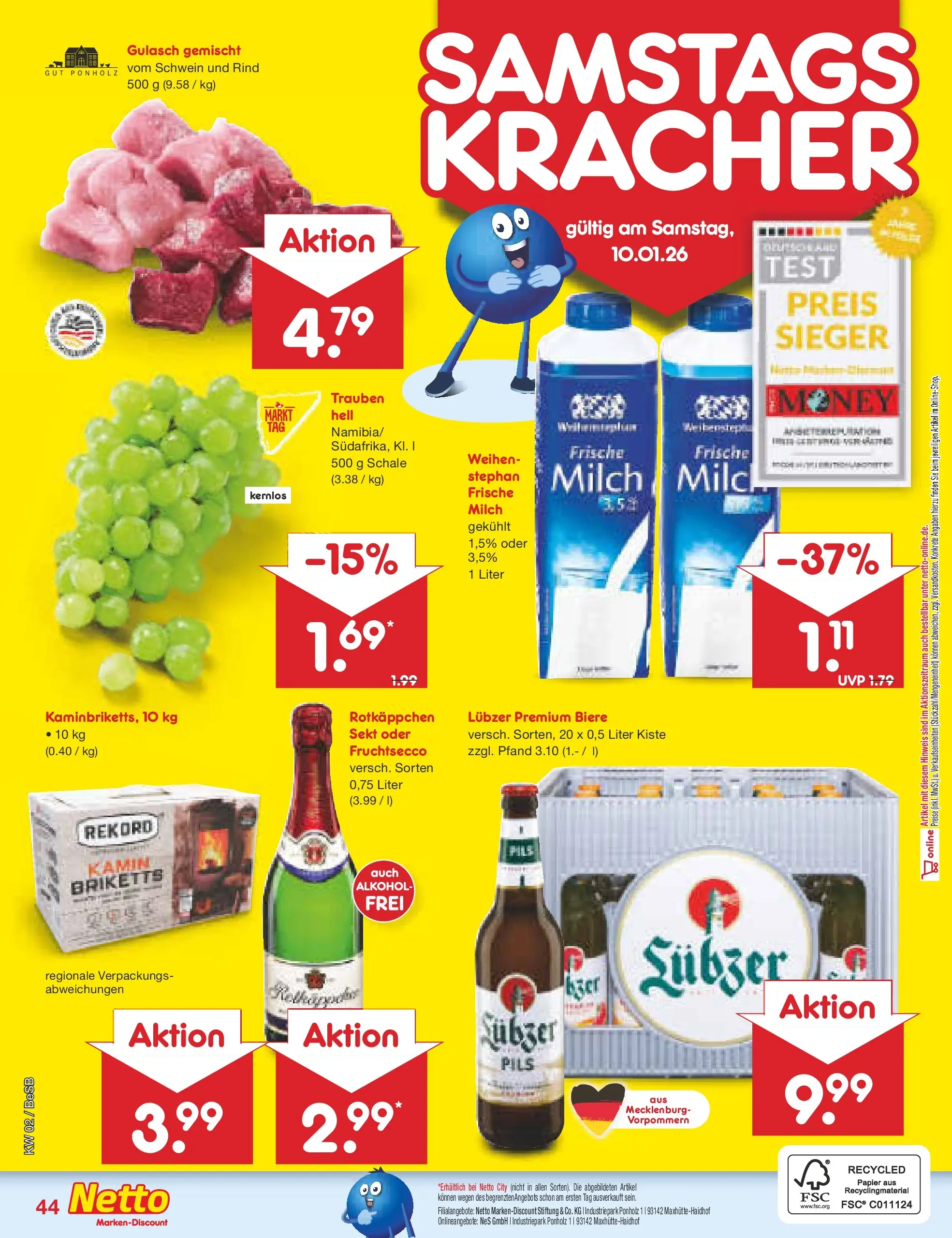 Netto Marken-Discount prospekt Kremmen	 (ab 04.01.2026) » Angebote | Seite: 48 | Produkte: Trauben, Sekt, Fruchtsecco, Gulasch