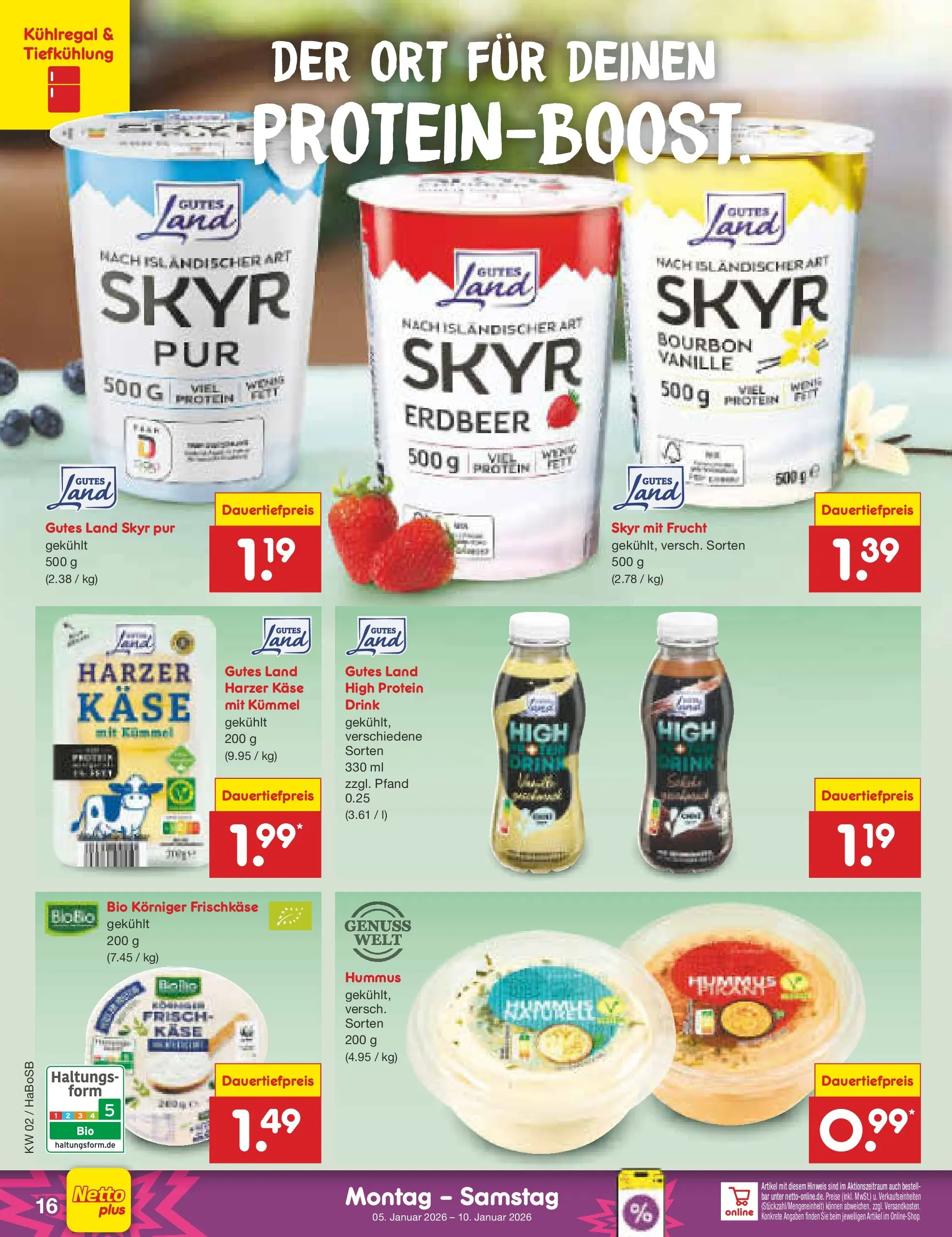 Netto Marken-Discount prospekt Wuppertal	 (ab 04.01.2026) » Angebote | Seite: 16 | Produkte: Käse, Skyr, Bourbon, Frischkase
