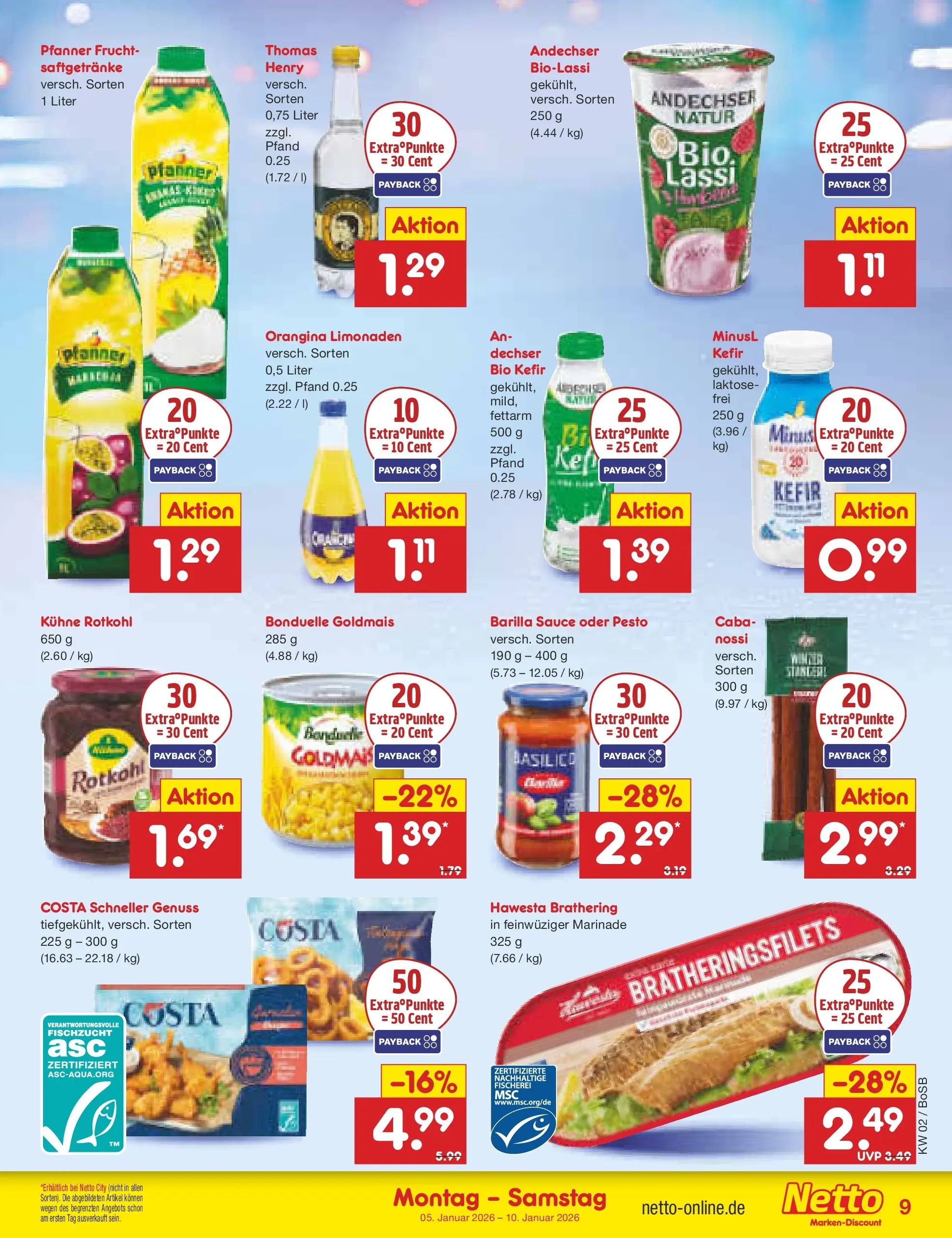 Netto Marken-Discount prospekt Stadtlohn	 (ab 04.01.2026) » Angebote | Seite: 9 | Produkte: Kefir, Rotkohl, Barilla