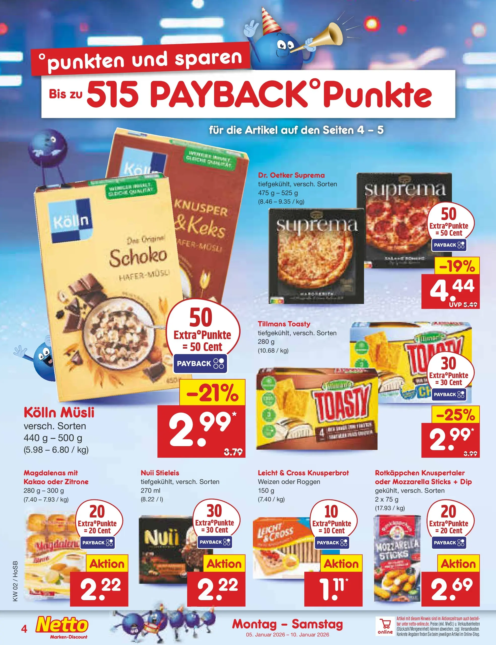 Netto Marken-Discount prospekt Hannover	 (ab 04.01.2026) » Angebote | Seite: 4 | Produkte: Kolln, Kolln musli, Mozzarella, Zitrone