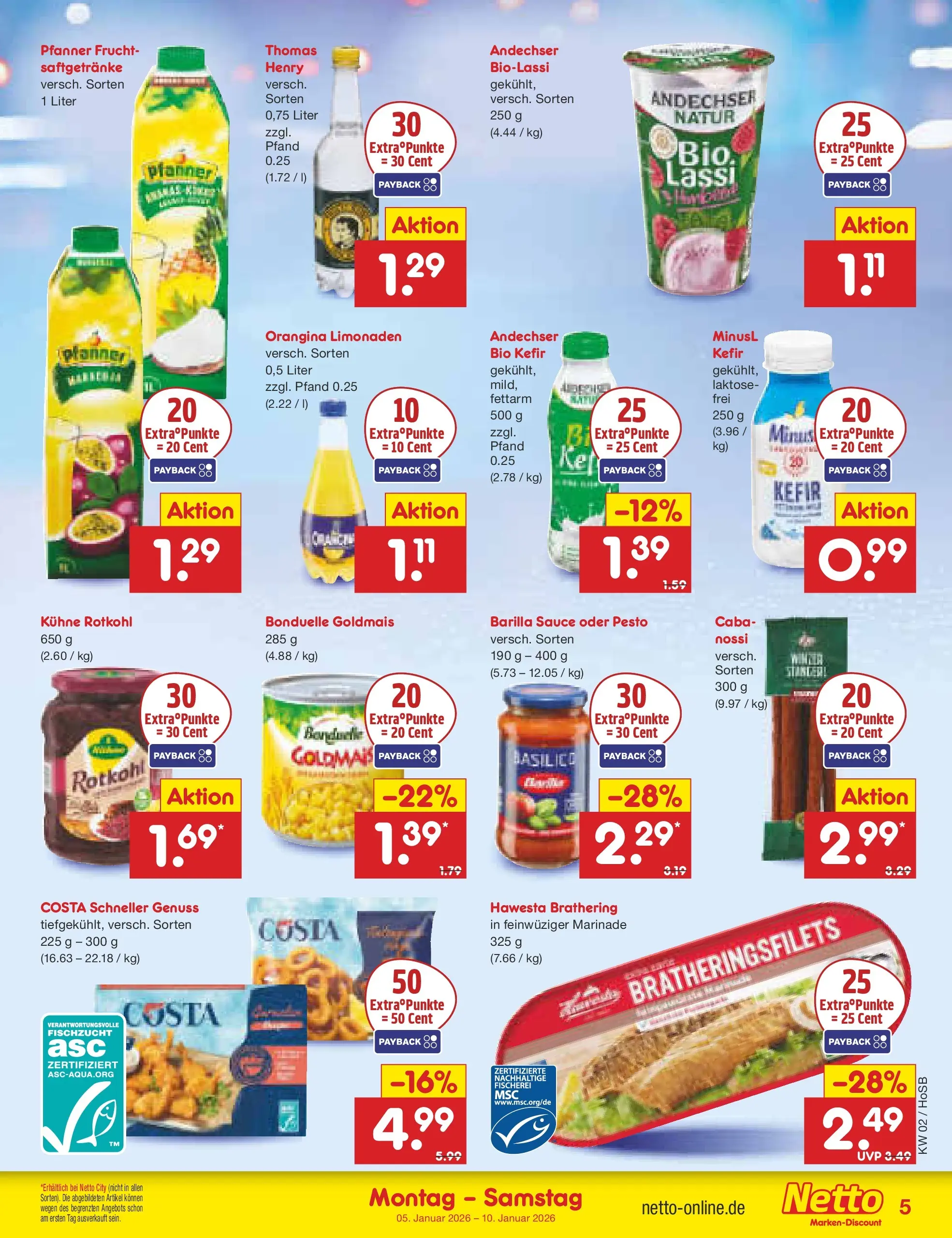 Netto Marken-Discount prospekt Hannover	 (ab 04.01.2026) » Angebote | Seite: 5 | Produkte: Kefir, Rotkohl, Barilla