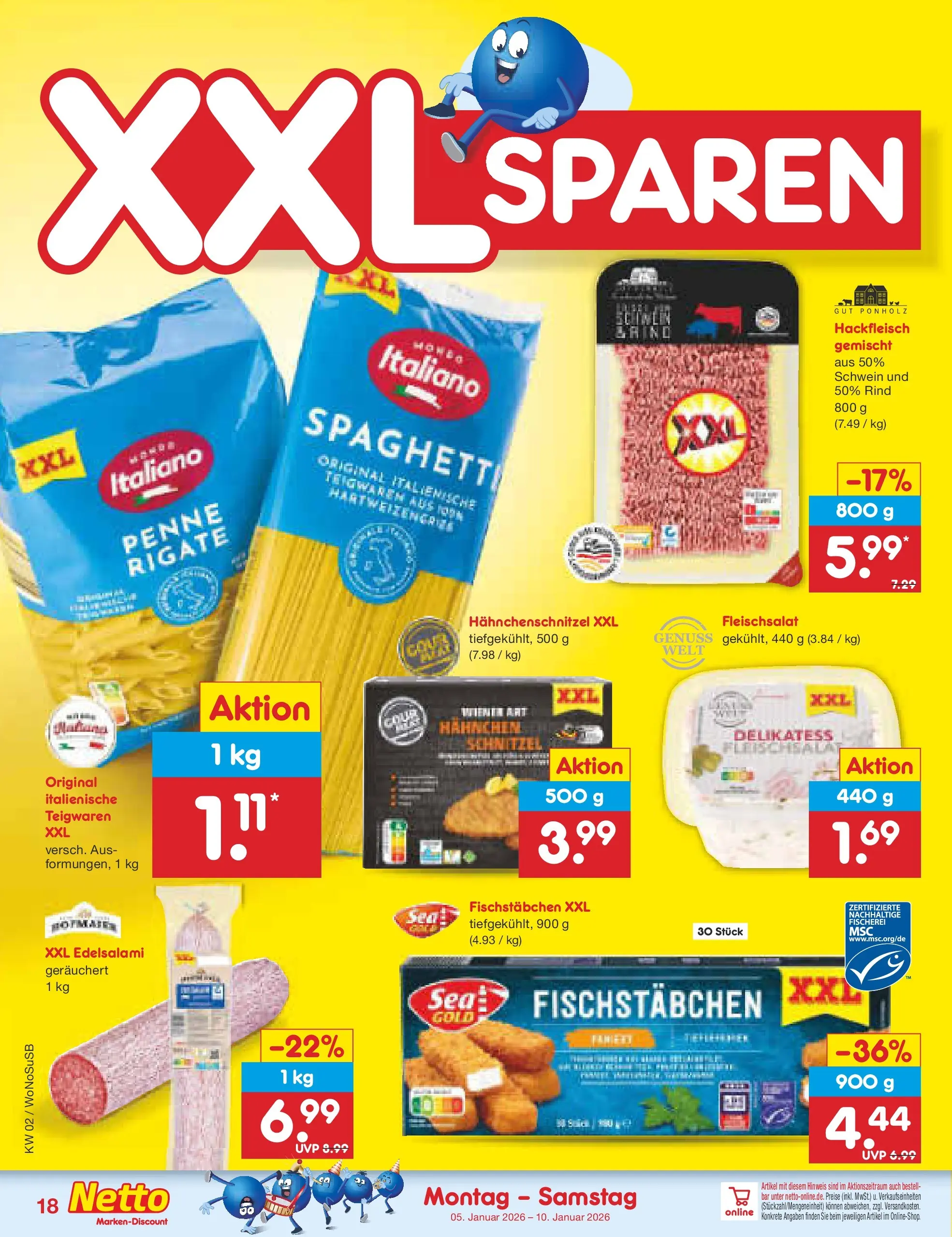 Netto Marken-Discount prospekt Mannheim	 (ab 04.01.2026) » Angebote | Seite: 18 | Produkte: Hahnchen, Schnitzel, Fischstabchen, Hackfleisch