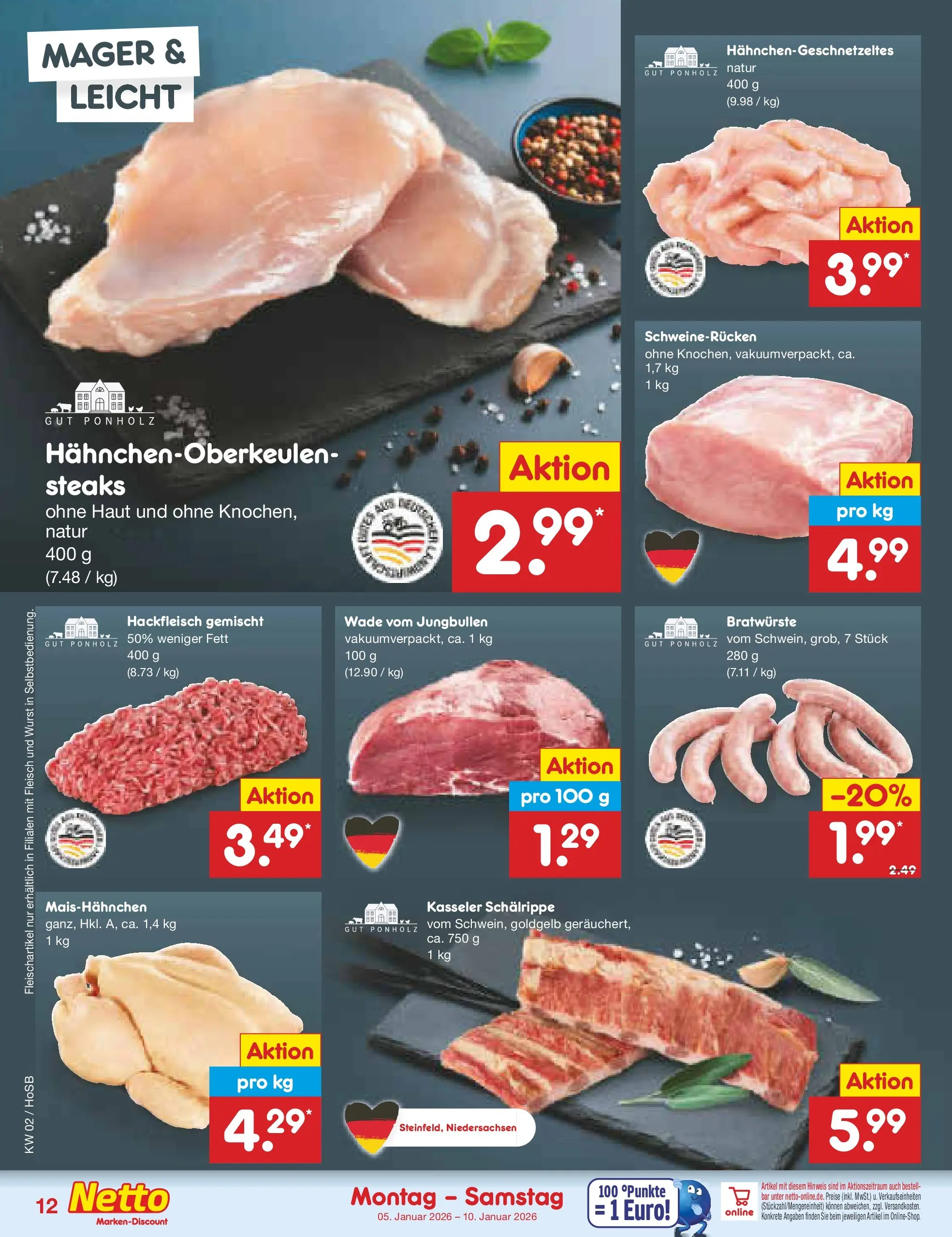 Netto Marken-Discount prospekt Hannover	 (ab 04.01.2026) » Angebote | Seite: 12 | Produkte: Wurst, Schweinerucken, Fleisch, Hackfleisch