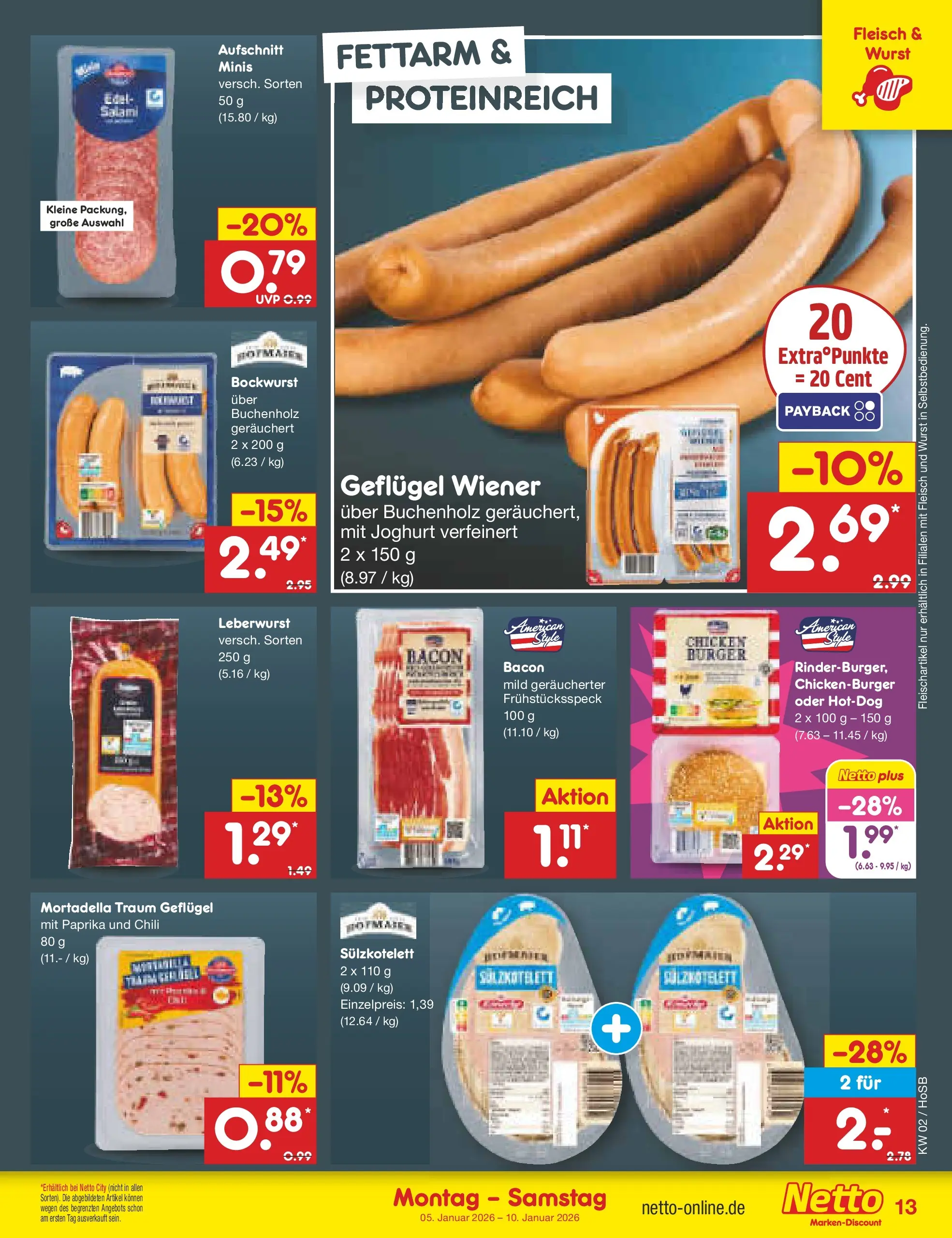 Netto Marken-Discount prospekt Hannover	 (ab 04.01.2026) » Angebote | Seite: 13 | Produkte: Bockwurst, Wurst, Chili, Fleisch