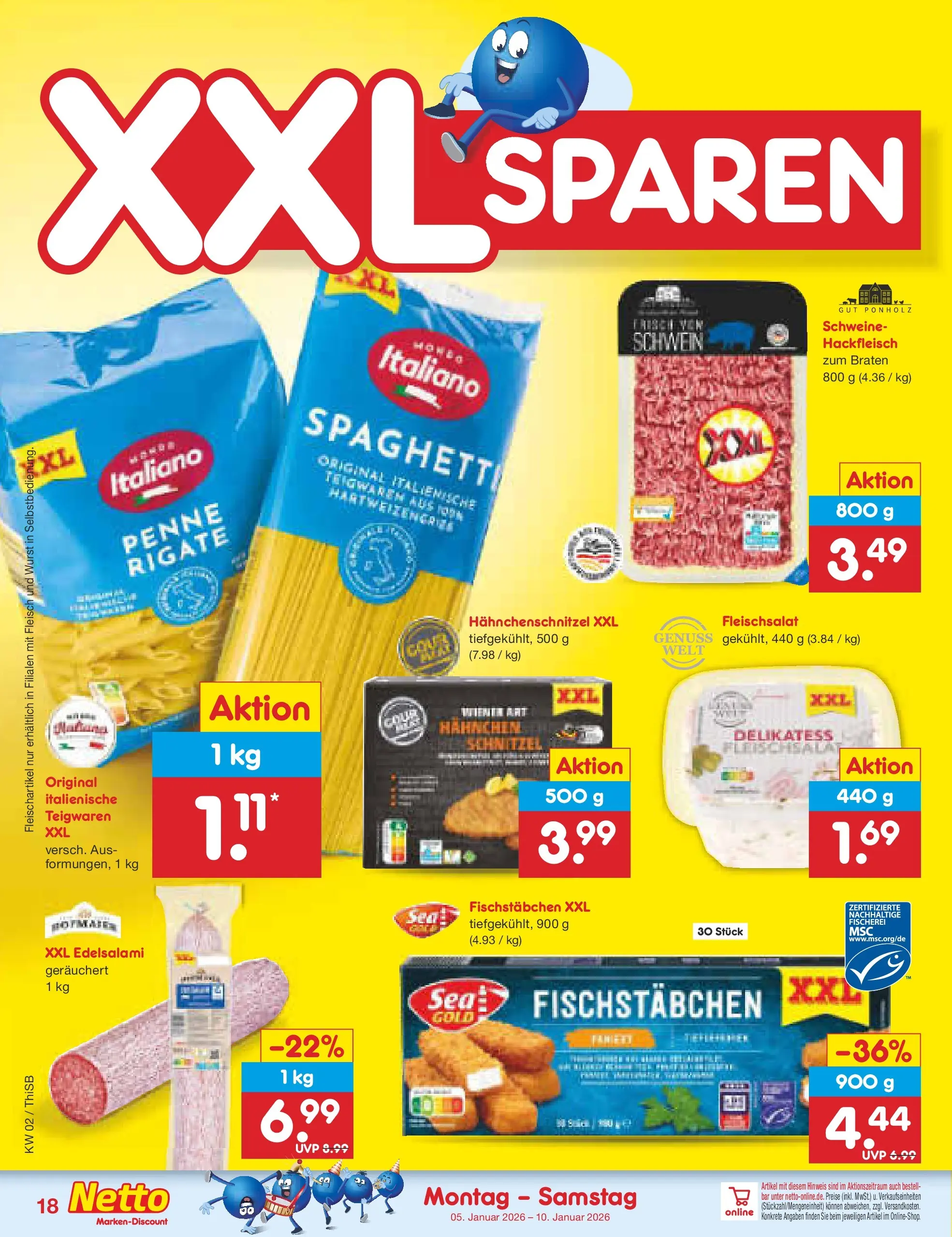 Netto Marken-Discount prospekt Pirna	 (ab 04.01.2026) » Angebote | Seite: 18 | Produkte: Fischstabchen, Wurst, Fleisch, Hackfleisch