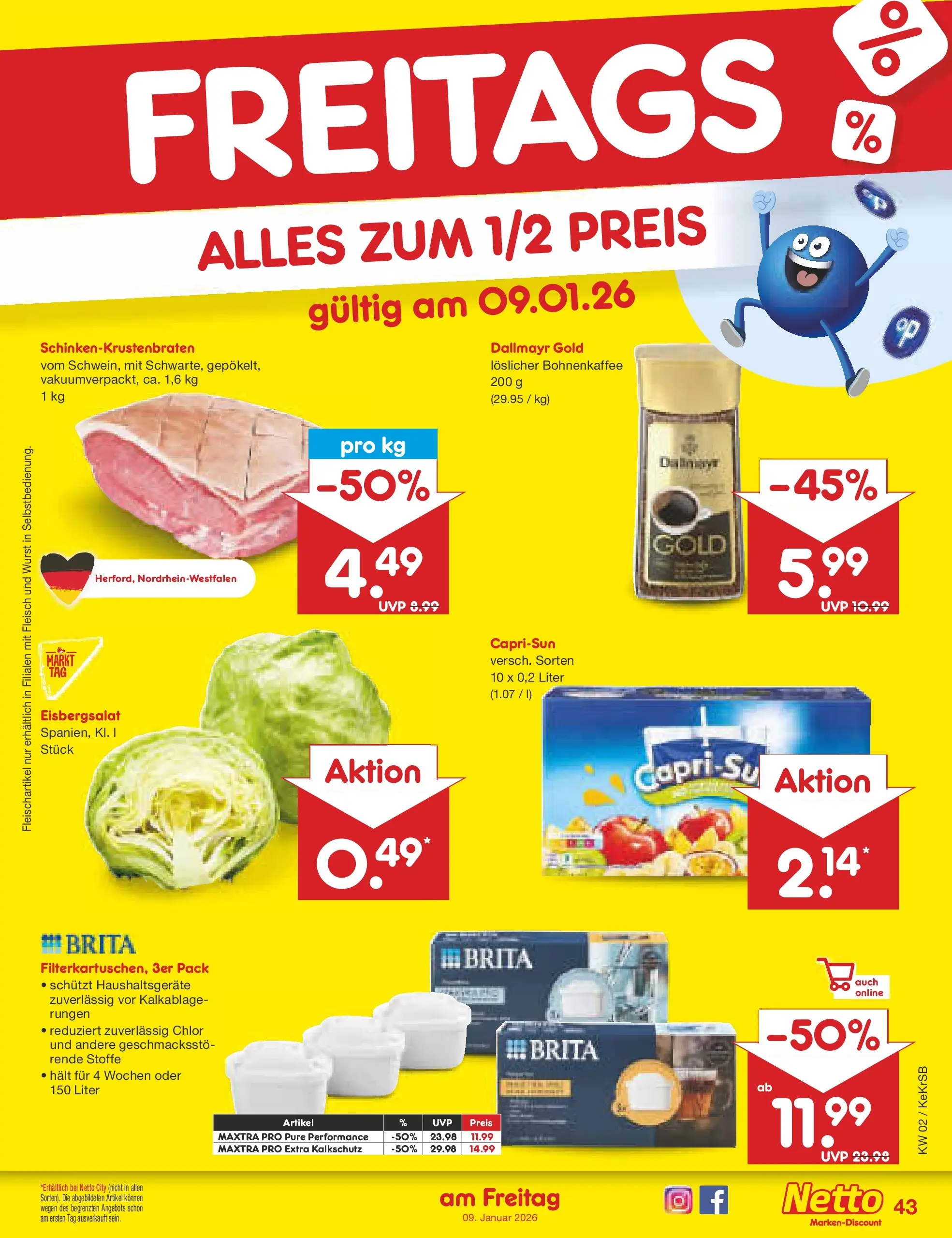 Netto Marken-Discount prospekt Jüchen	 (ab 04.01.2026) » Angebote | Seite: 47 | Produkte: Eisbergsalat, Dallmayr, Wurst, Fleisch