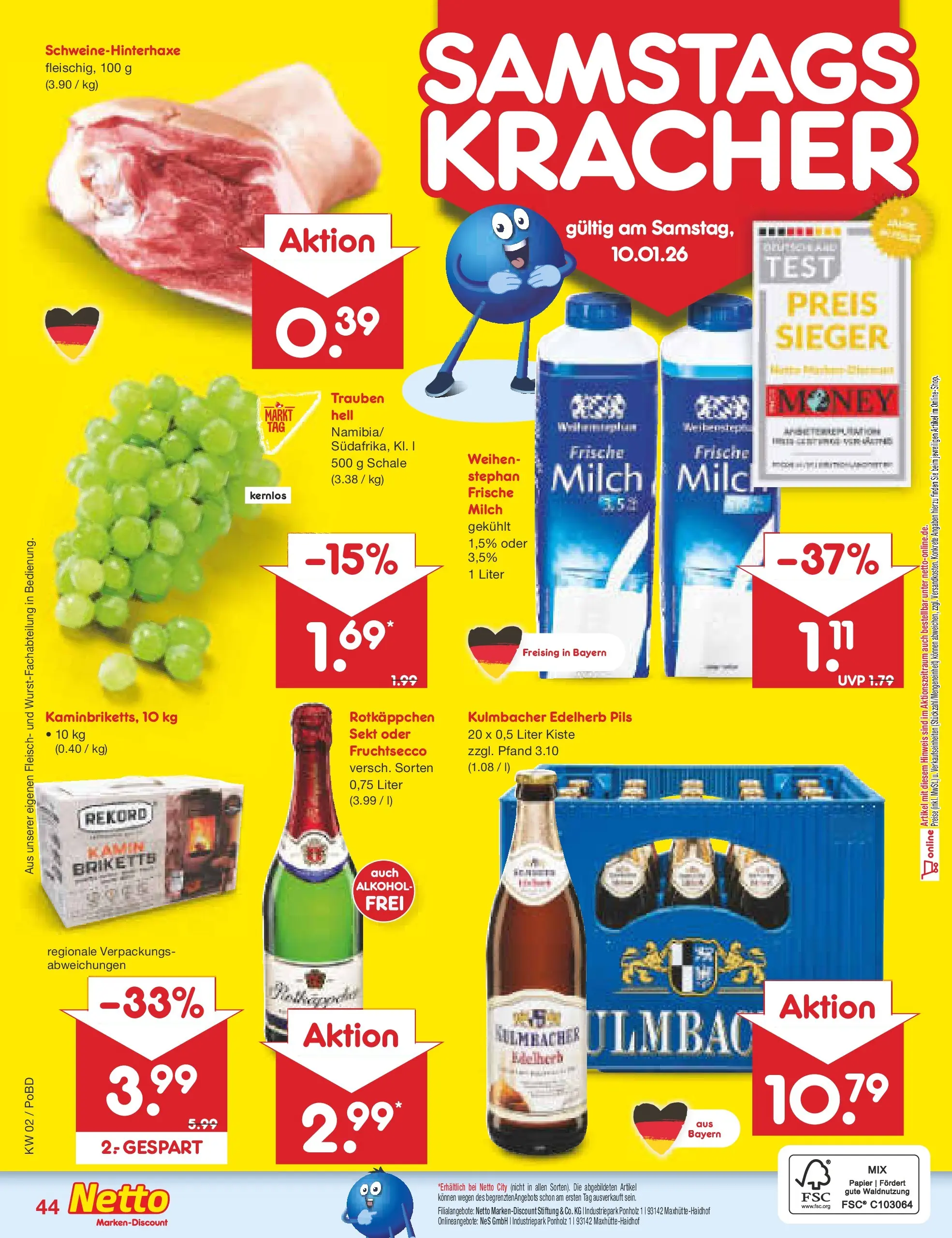 Netto Marken-Discount prospekt Selb	 (ab 04.01.2026) » Angebote | Seite: 48 | Produkte: Milch, Sekt, Fruchtsecco, Fleisch
