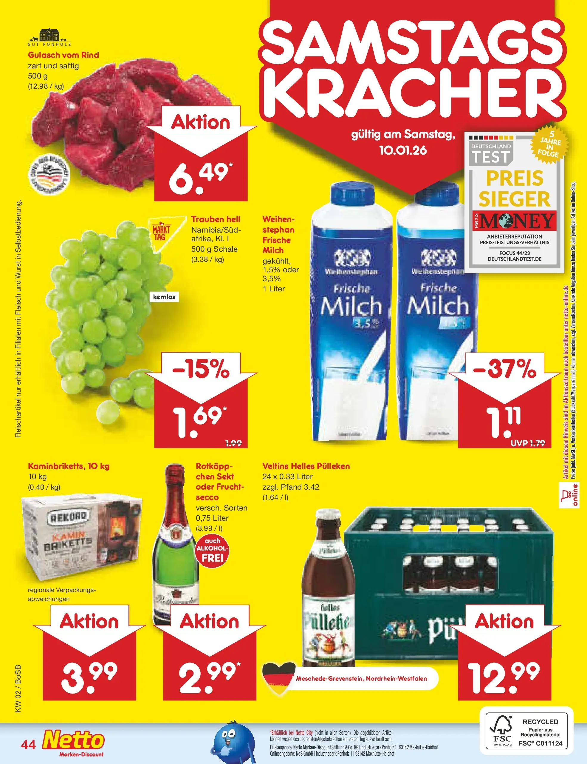 Netto Marken-Discount prospekt Stadtlohn	 (ab 04.01.2026) » Angebote | Seite: 48 | Produkte: Gulasch, Wurst, Fleisch, Veltins