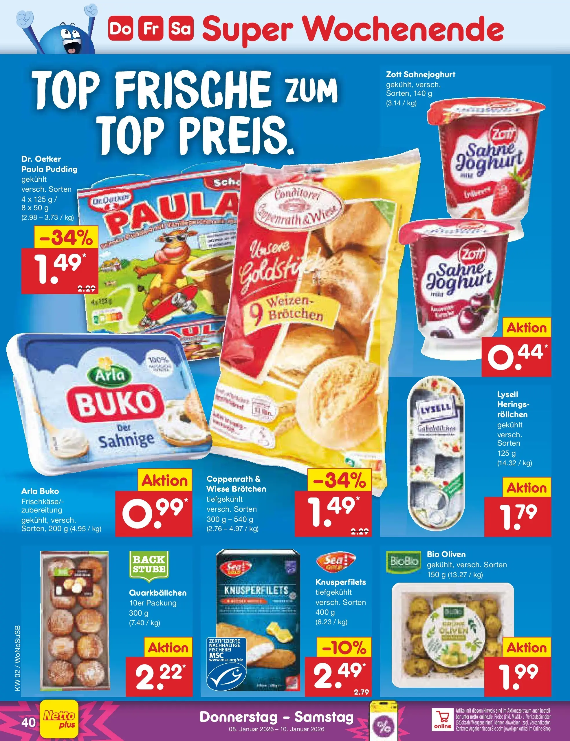 Netto Marken-Discount prospekt Mannheim	 (ab 04.01.2026) » Angebote | Seite: 44 | Produkte: Top, Pudding, Arla buko, Sahne