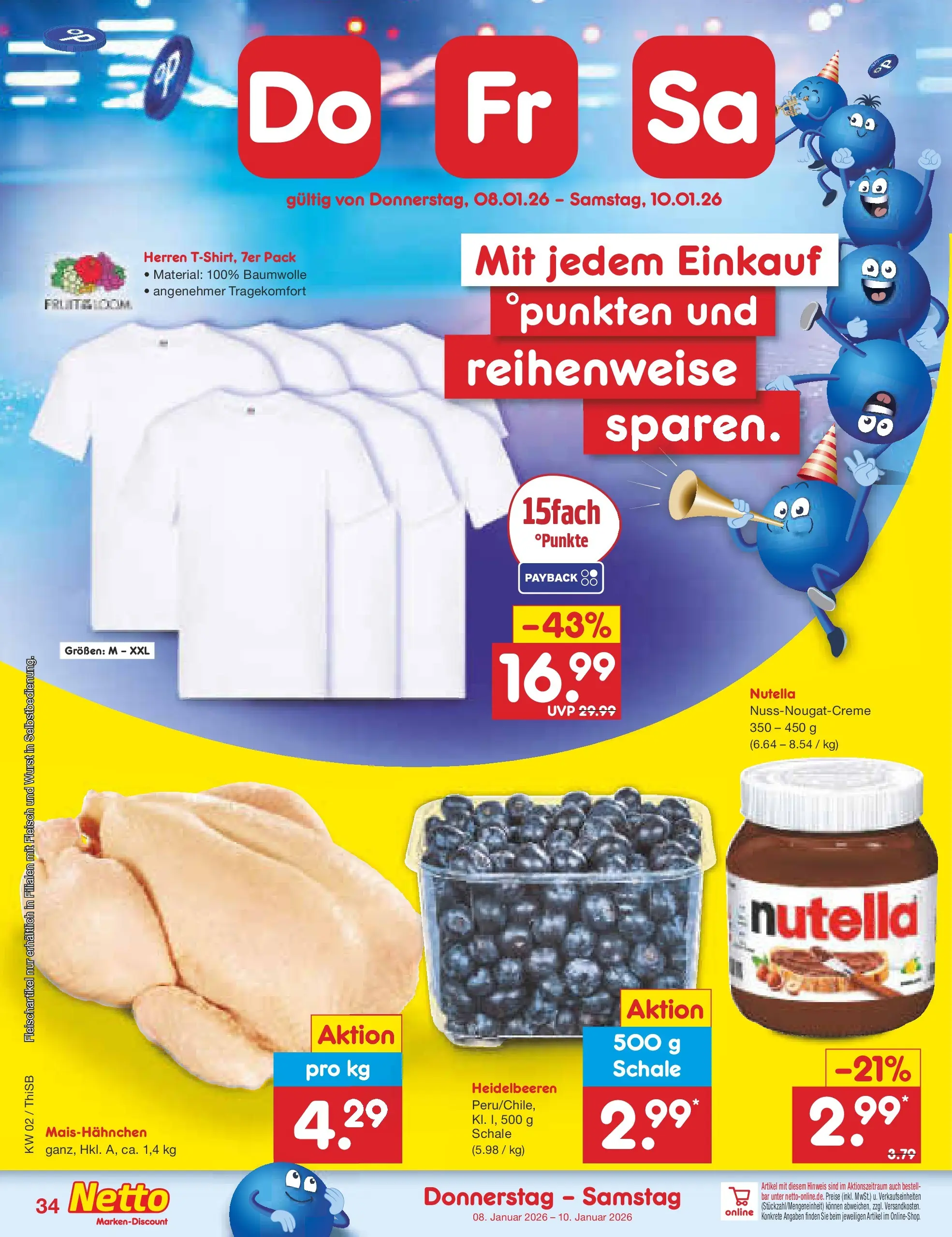 Netto Marken-Discount prospekt Pirna	 (ab 04.01.2026) » Angebote | Seite: 38 | Produkte: Nutella, Heidelbeeren, Wurst, Fleisch