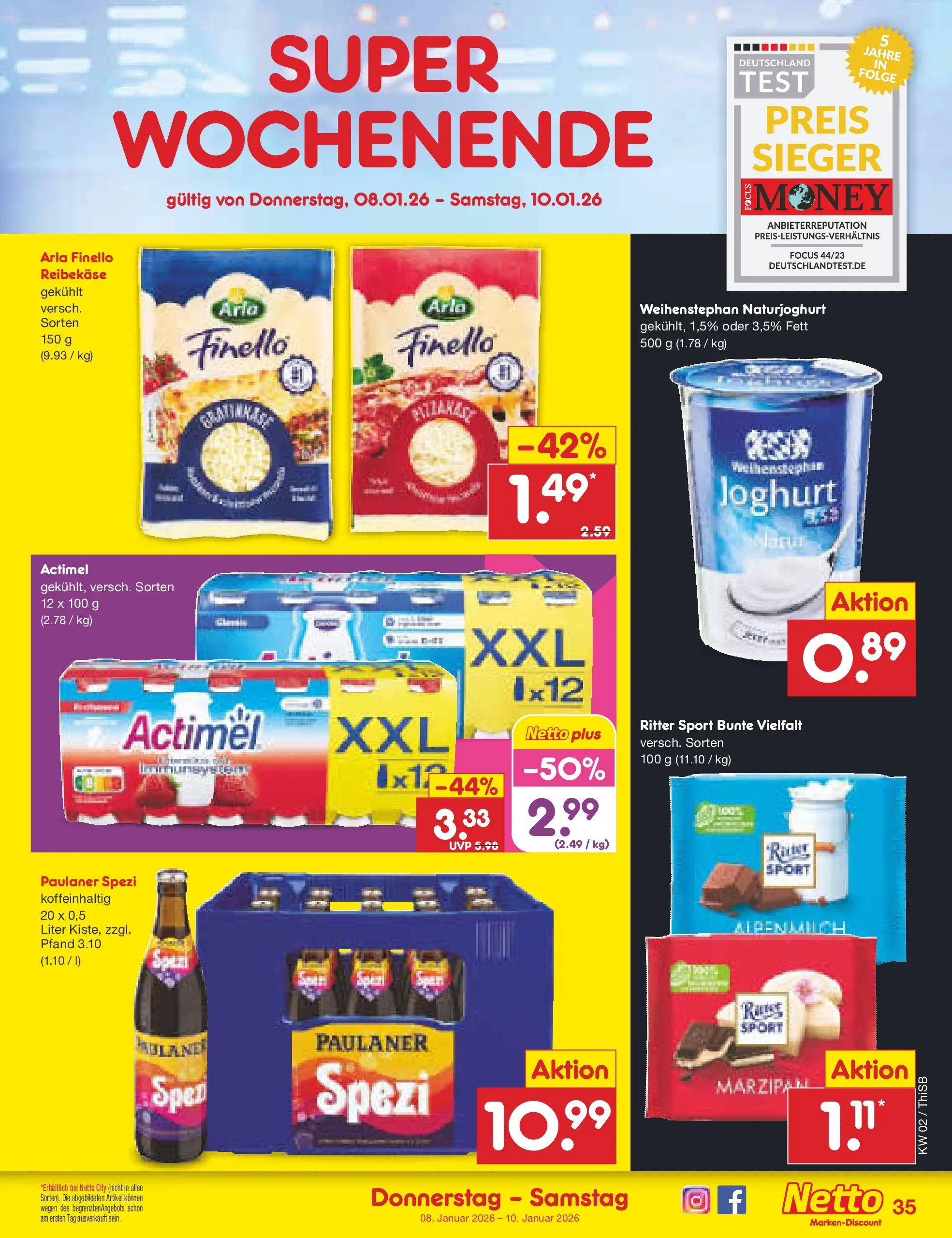 Netto Marken-Discount prospekt Pirna	 (ab 04.01.2026) » Angebote | Seite: 39 | Produkte: Joghurt, Paulaner spezi, Ritter sport, Paulaner