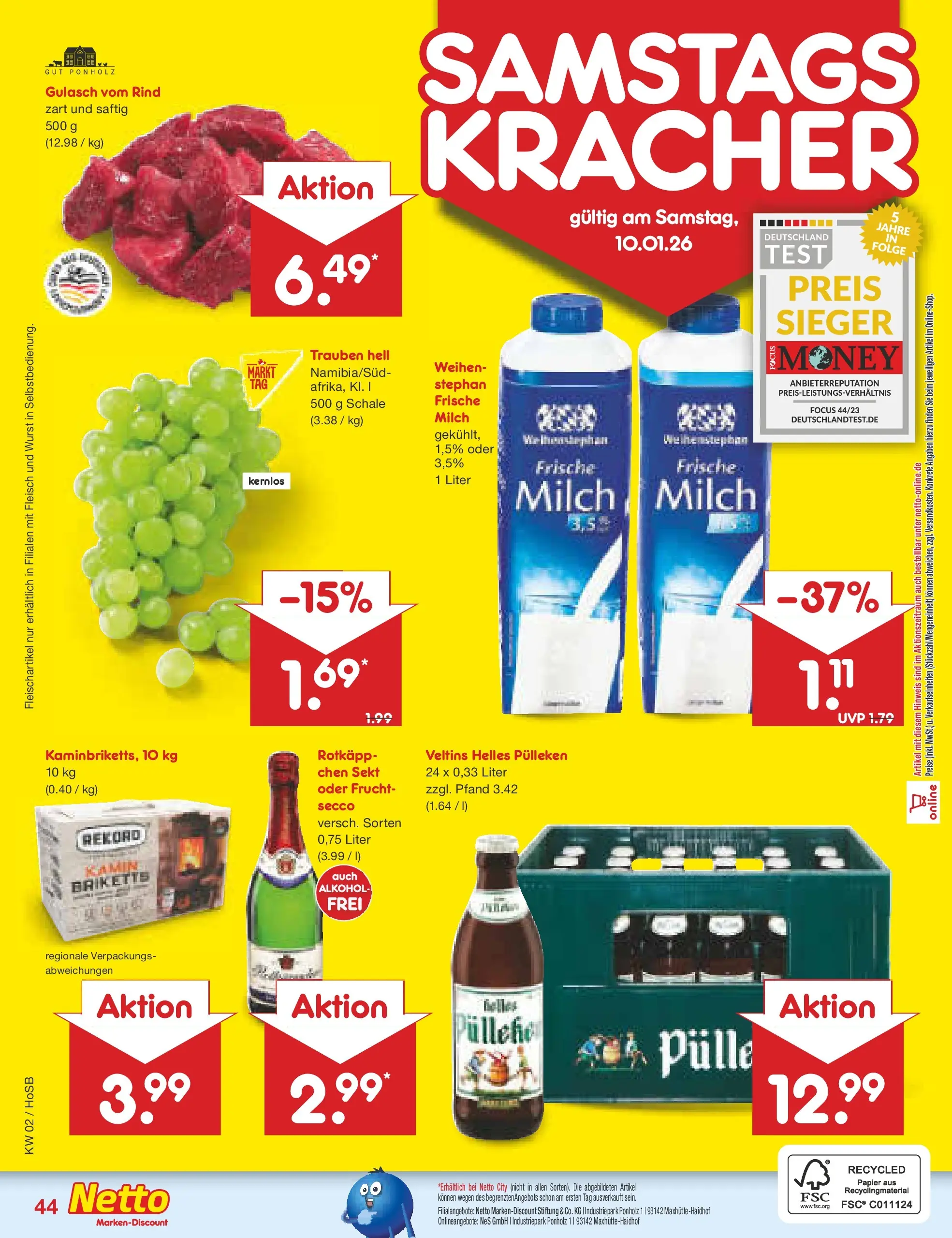 Netto Marken-Discount prospekt Hannover	 (ab 04.01.2026) » Angebote | Seite: 48 | Produkte: Helles pulleken, Sekt, Gulasch, Veltins