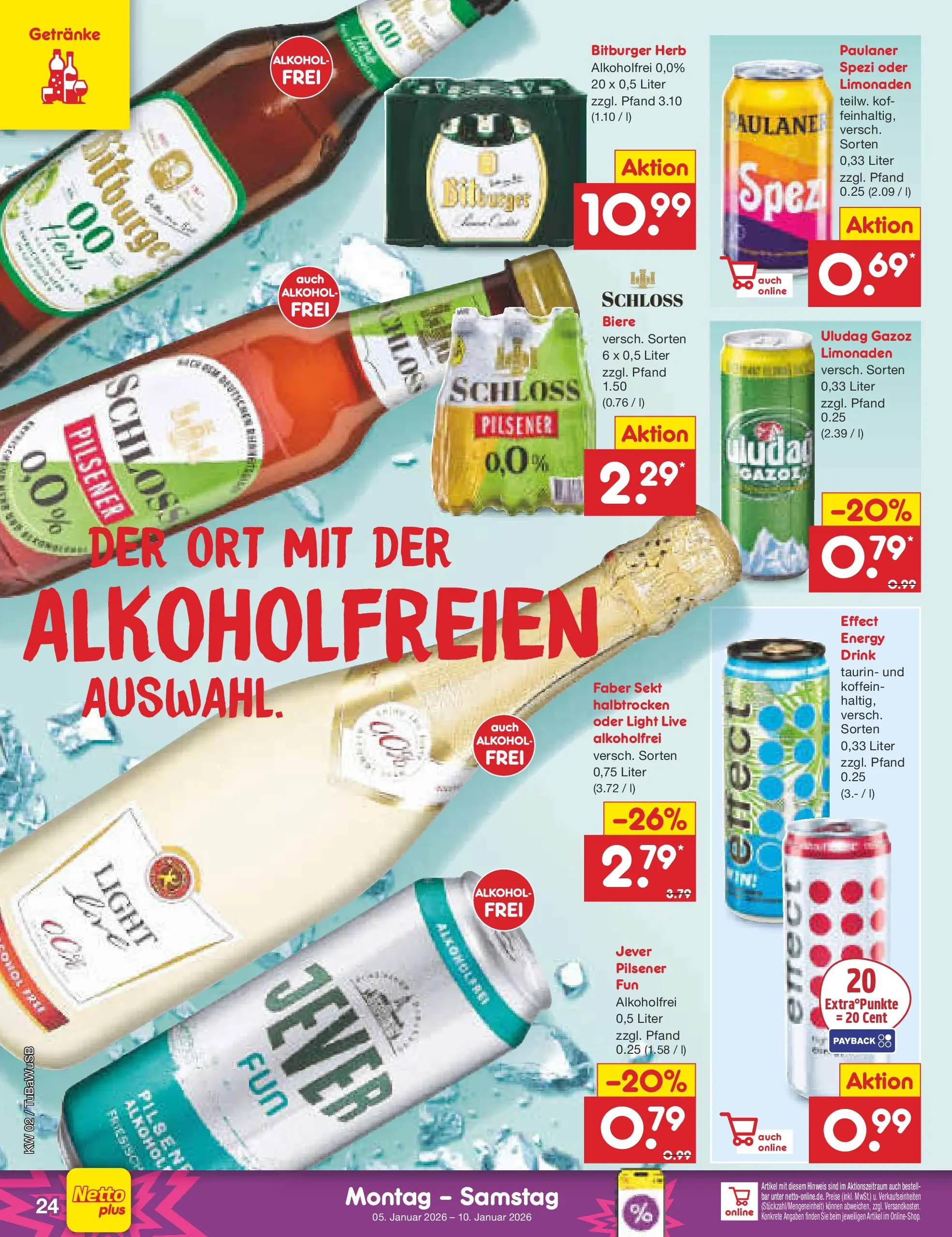 Netto Marken-Discount prospekt Lahr-Langenwinkel	 (ab 04.01.2026) » Angebote | Seite: 24 | Produkte: Bitburger, Energy, Sekt, Paulaner